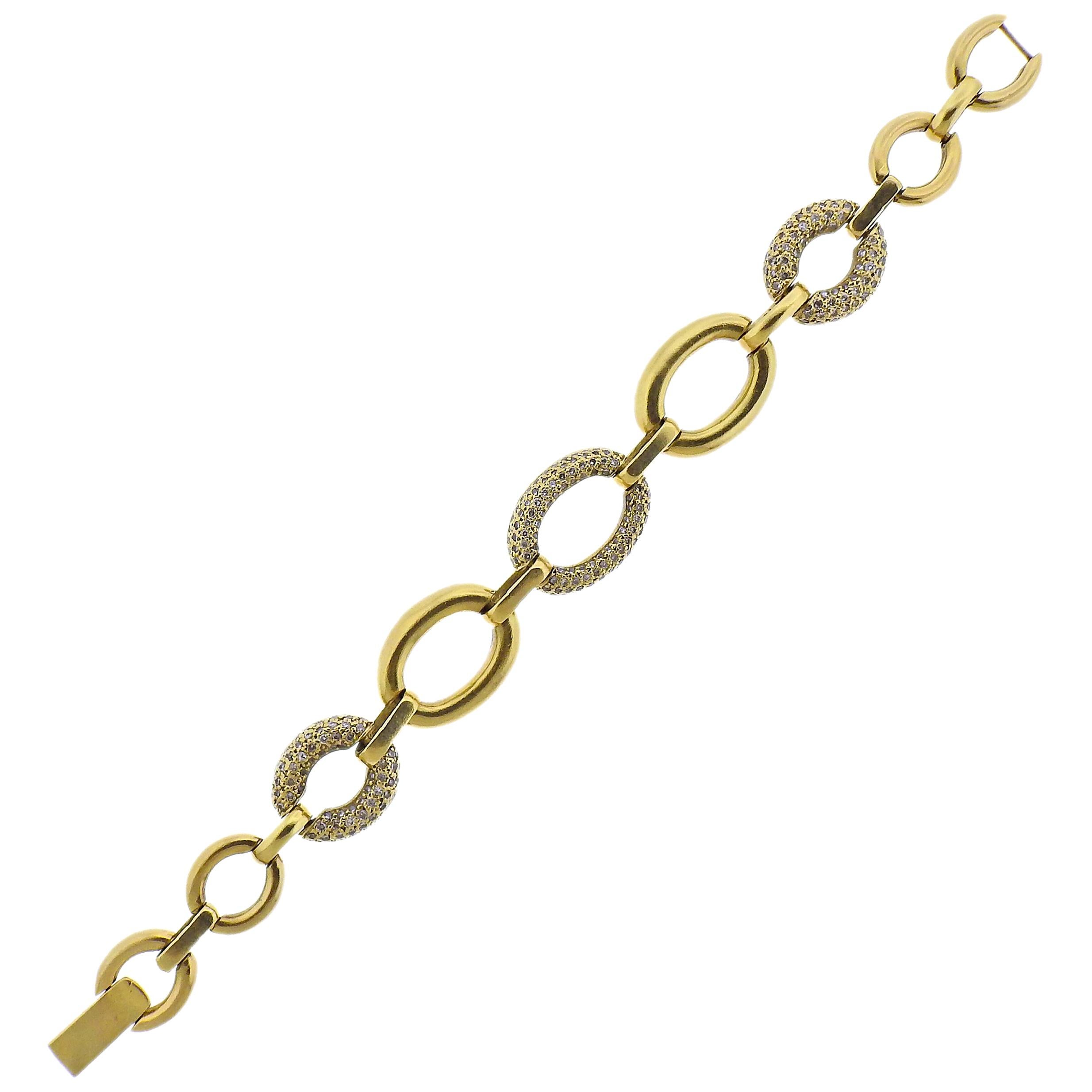 Diamond Gold Link Bracelet by Shawn For Sale