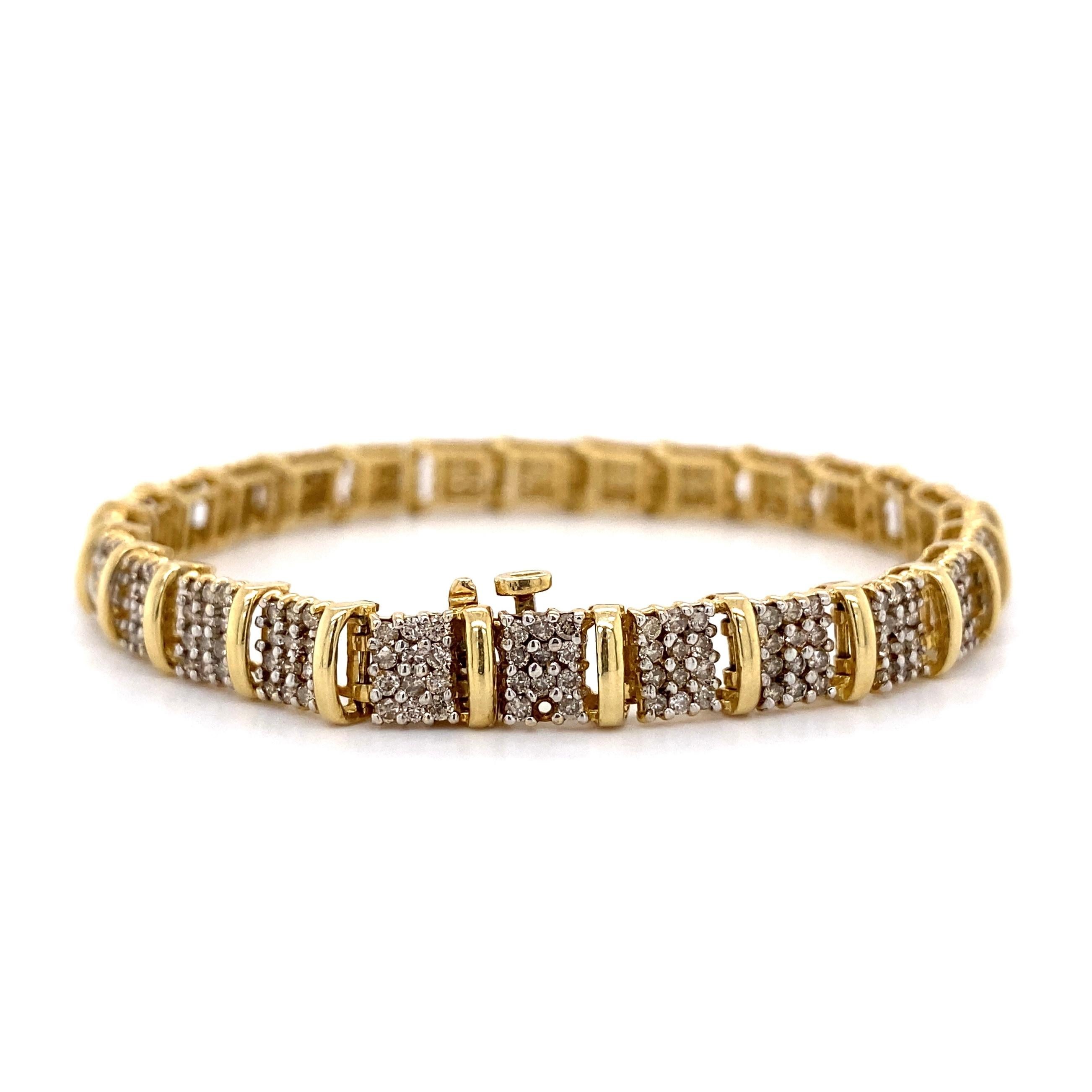 Brilliant Cut Diamond Gold Link Bracelet Estate Fine Jewelry For Sale