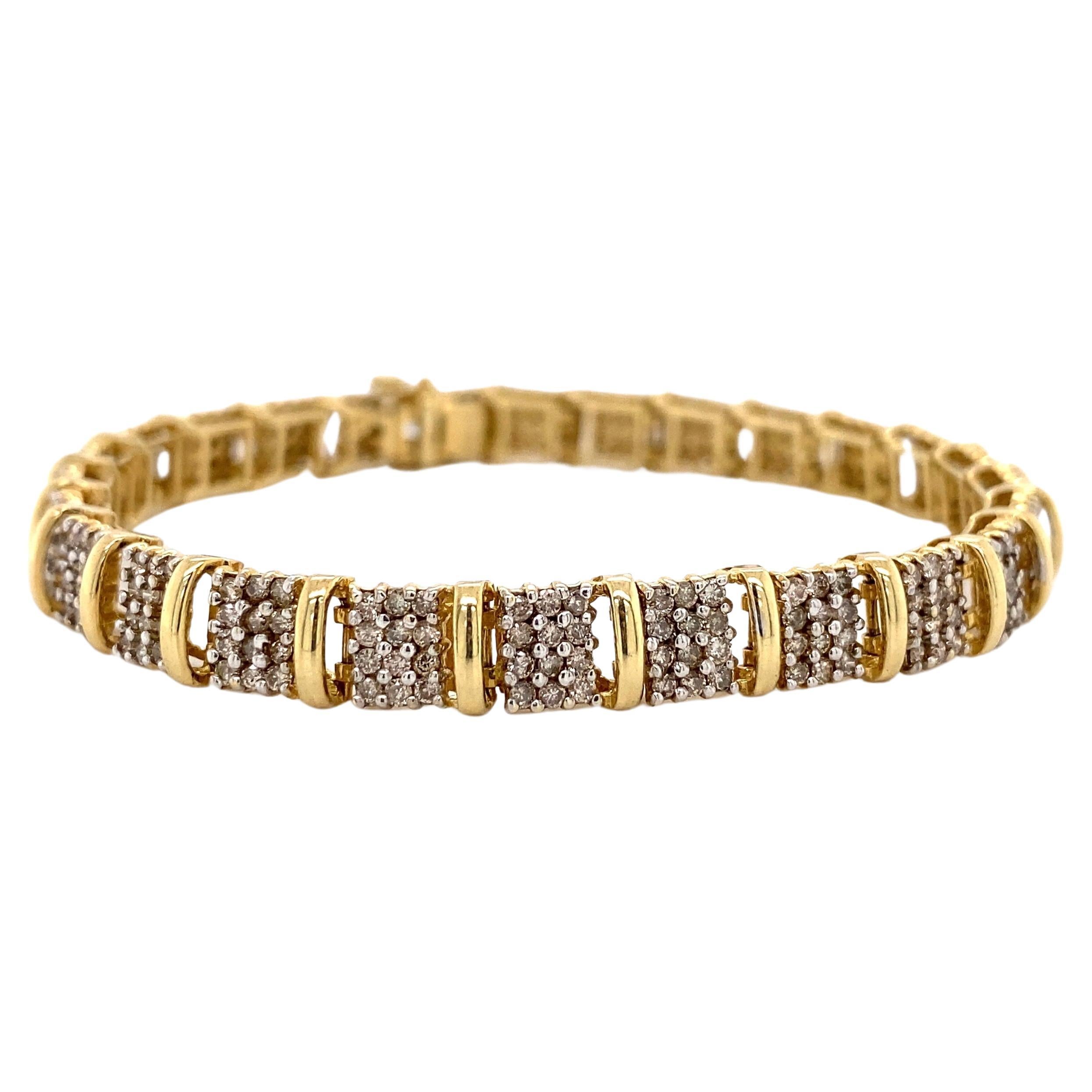 Diamond Gold Link Bracelet Estate Fine Jewelry For Sale