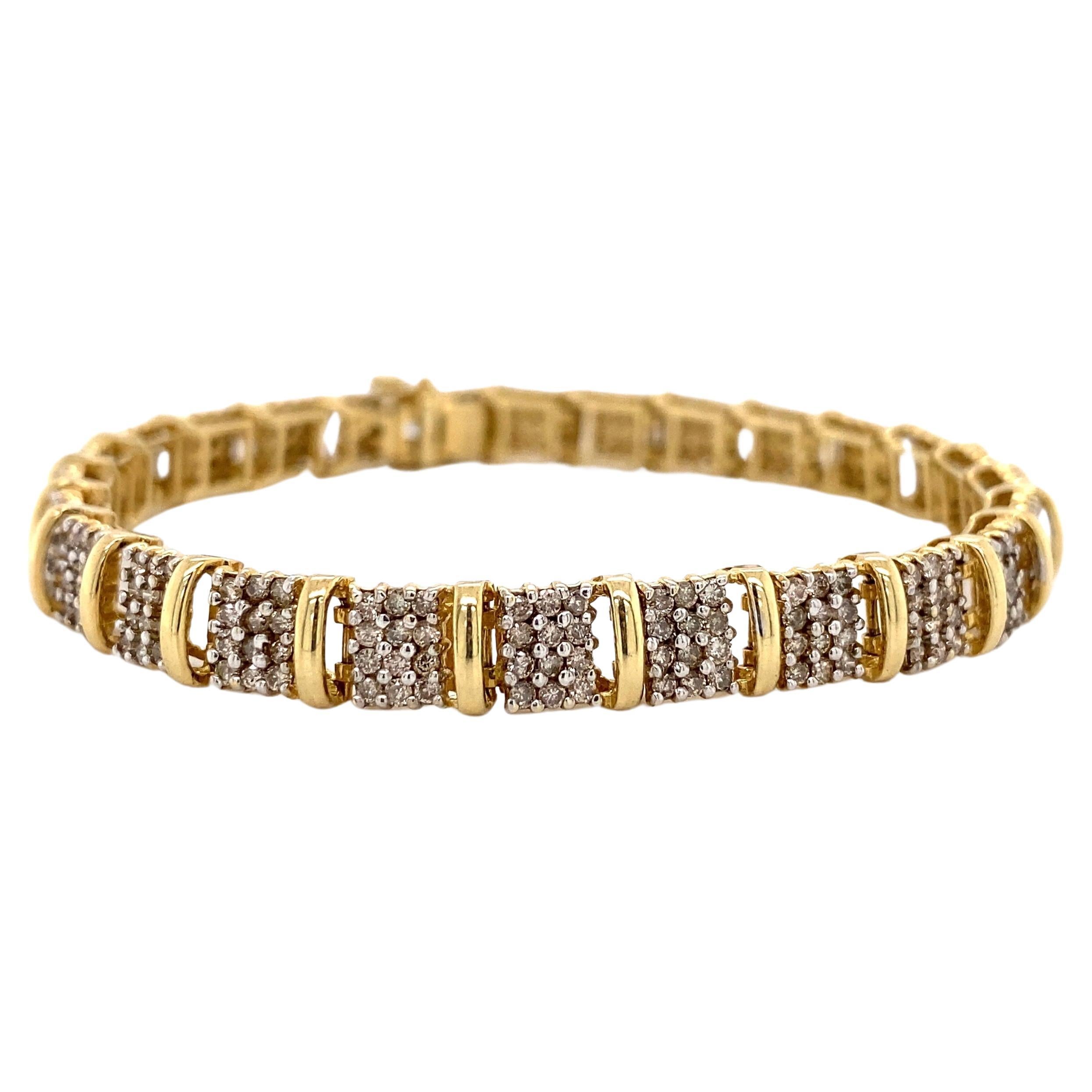 Diamond Gold Link Bracelet Estate Fine Jewelry