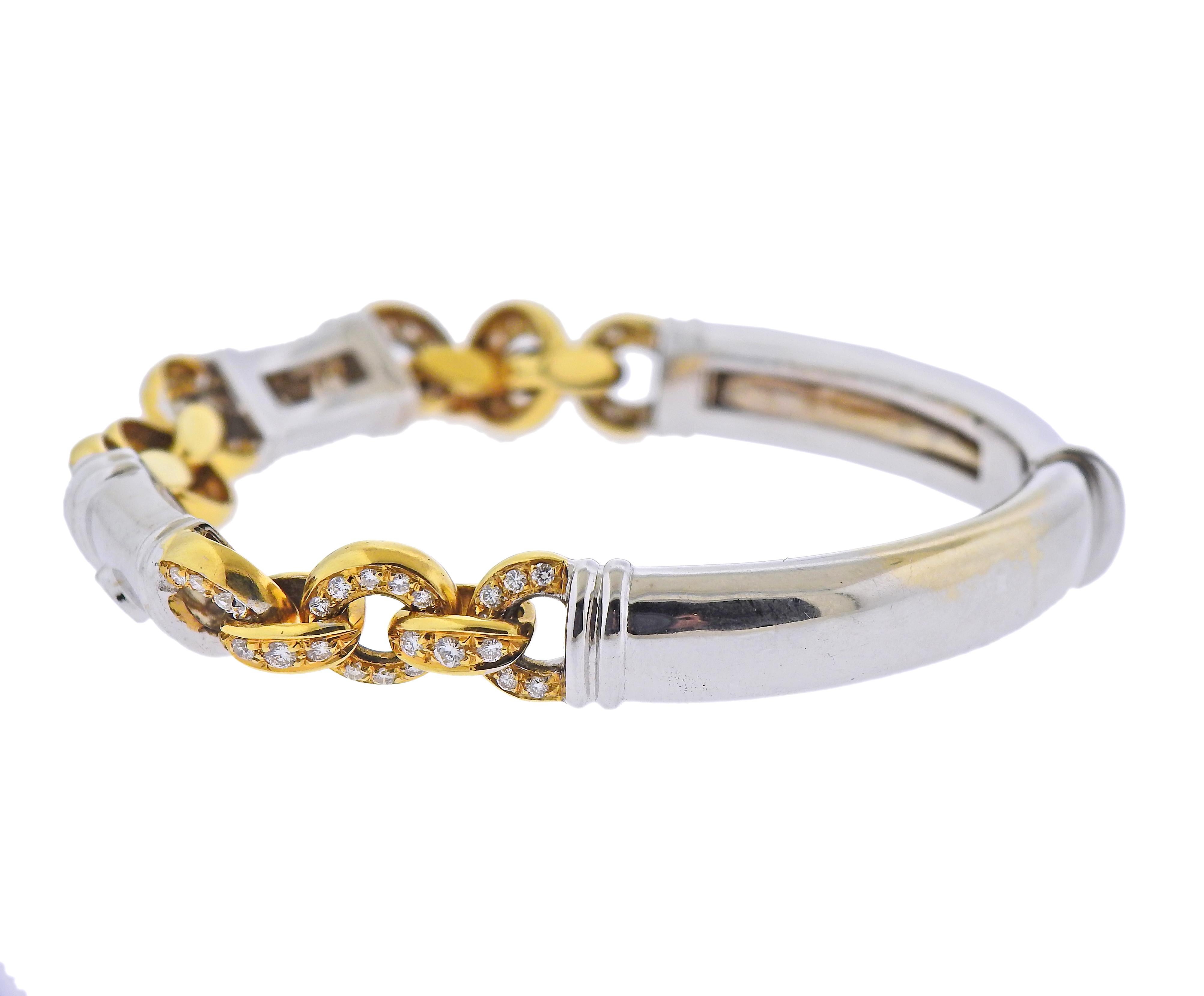 Round Cut Diamond Gold Link Bracelet For Sale