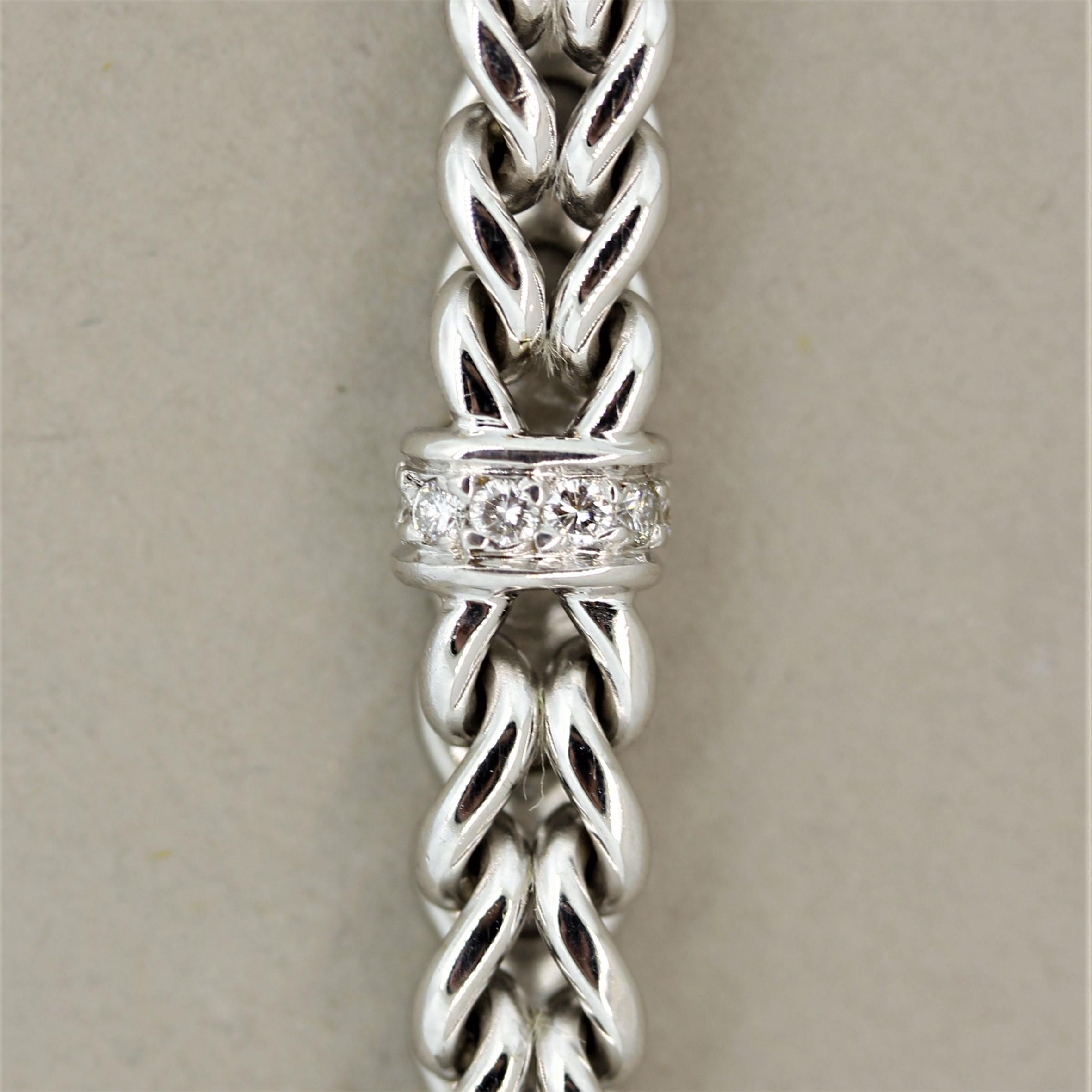 Round Cut Diamond Gold Link Bracelet For Sale