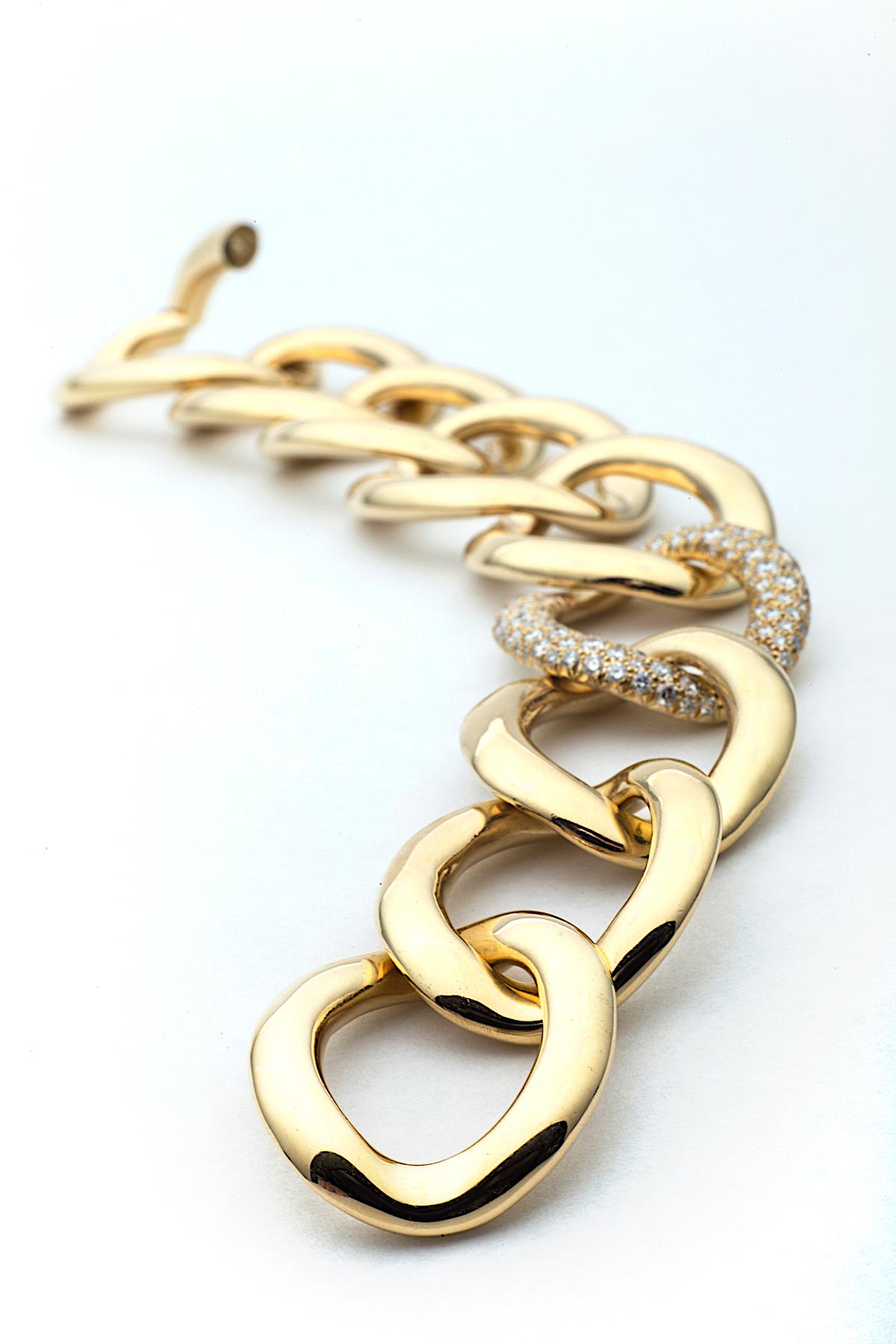Women's Diamond Gold Link Bracelet