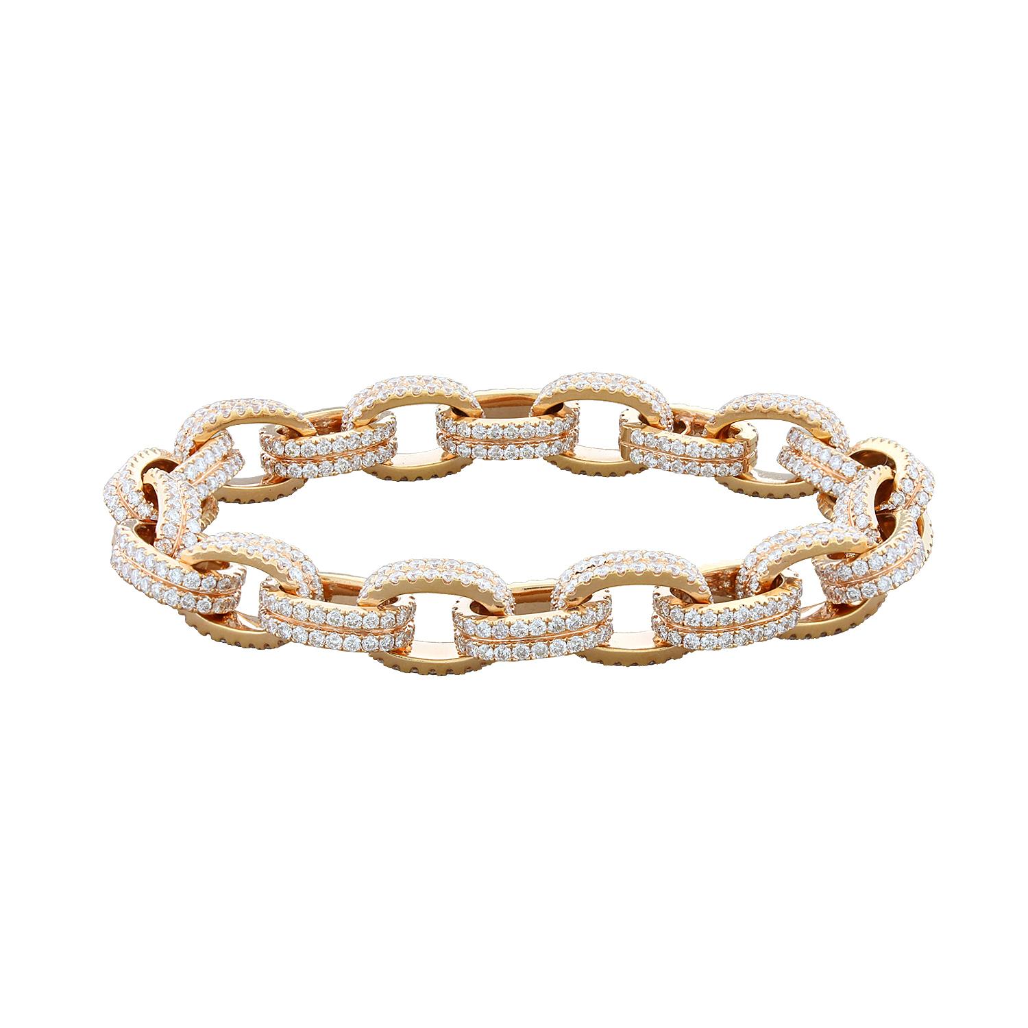 Diamond Gold Link Bracelet For Sale