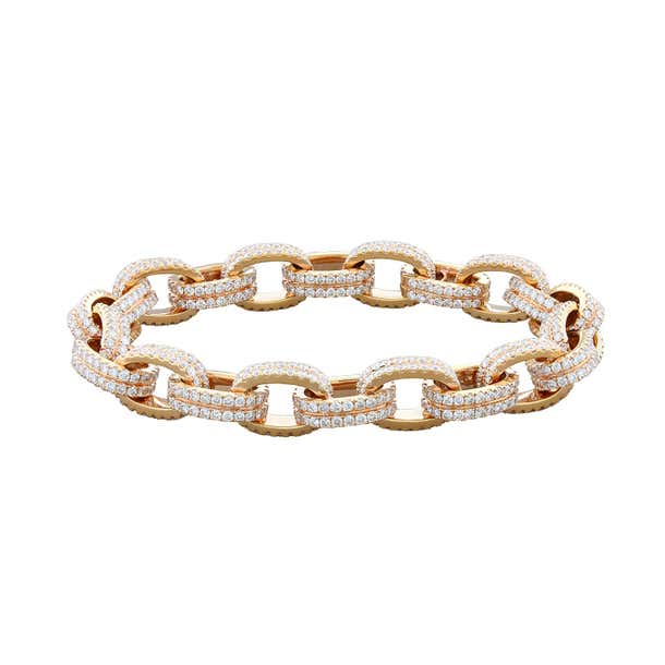 Diamond Gold Link Bracelet For Sale at 1stDibs | انسيالات ذهب
