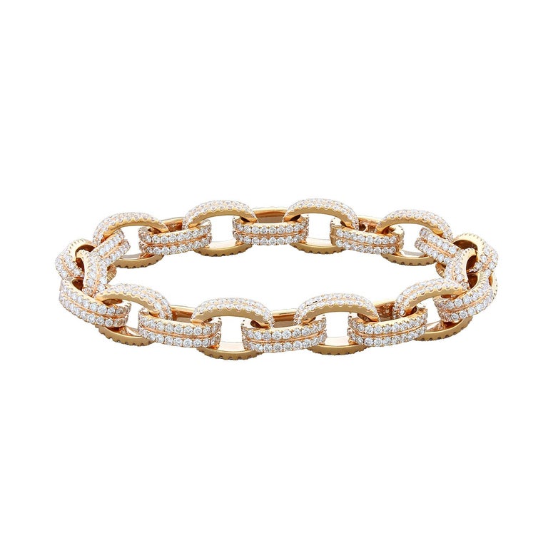Diamond Gold Link Bracelet For Sale at 1stDibs