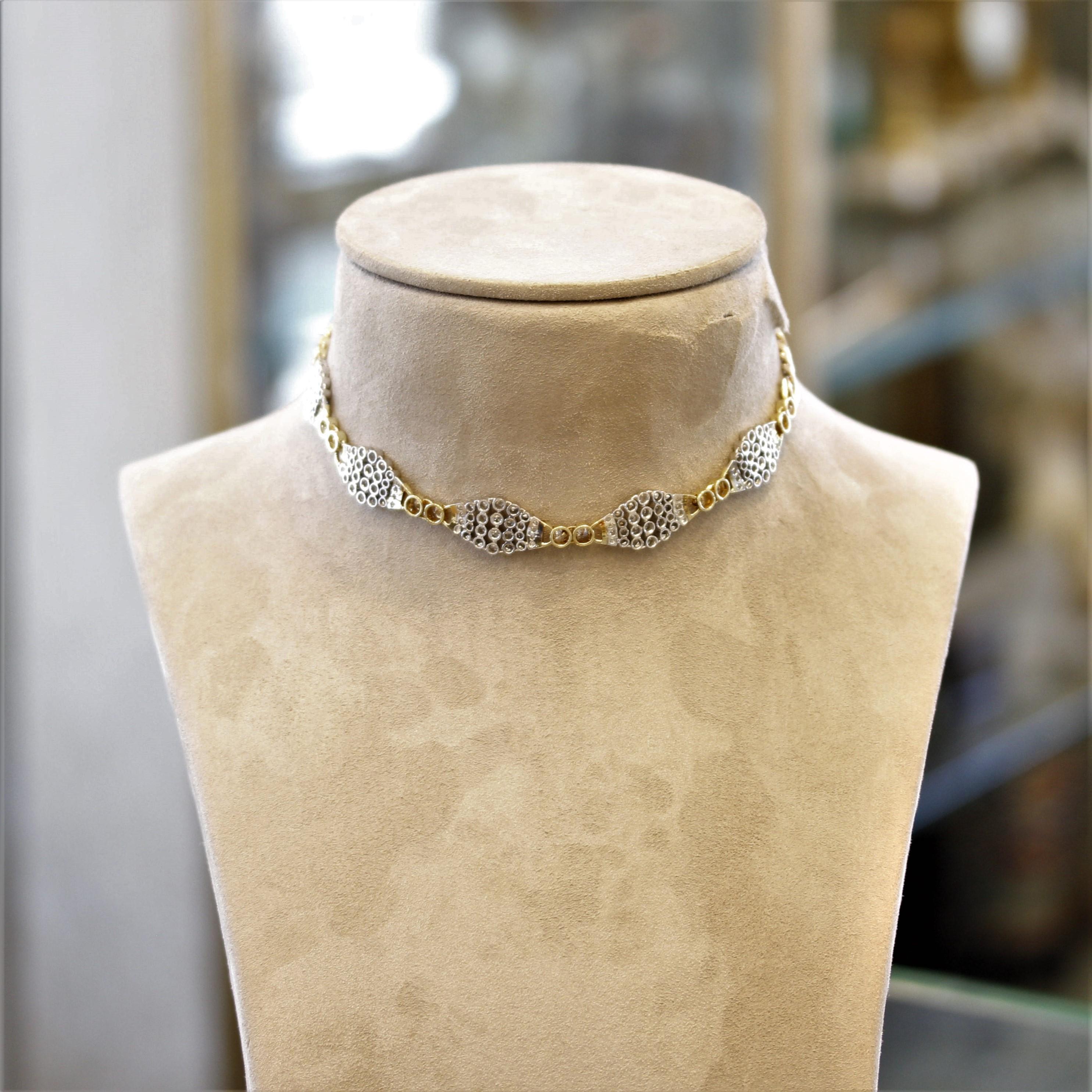 Diamond Gold-Link Choker Necklace In New Condition For Sale In Beverly Hills, CA