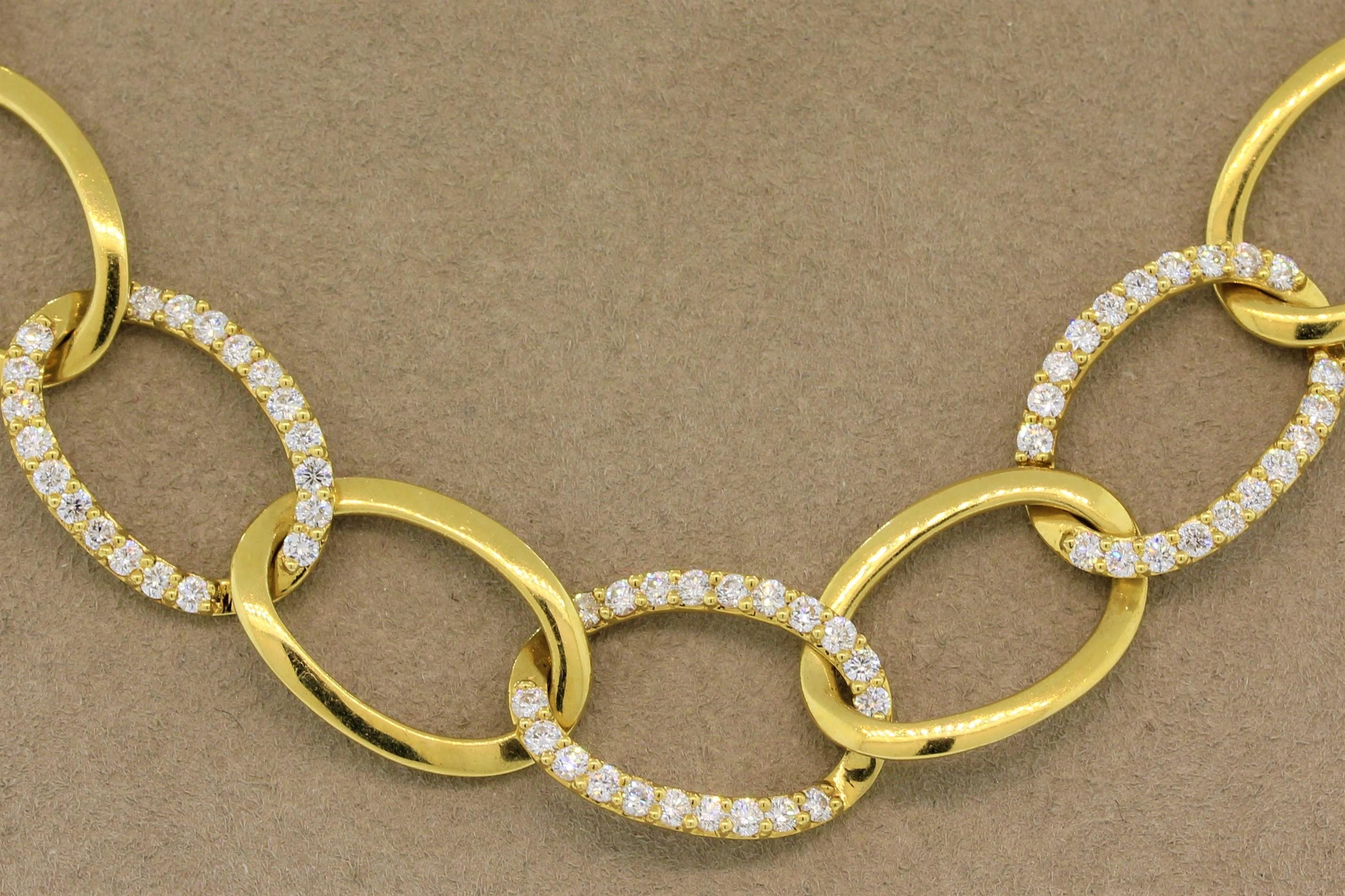 Women's Diamond Gold Link Necklace