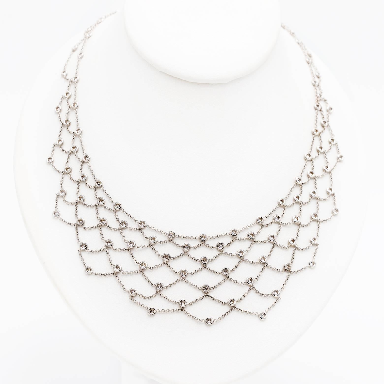 Diamond Gold Modern Web Necklace In New Condition In Berkeley, CA