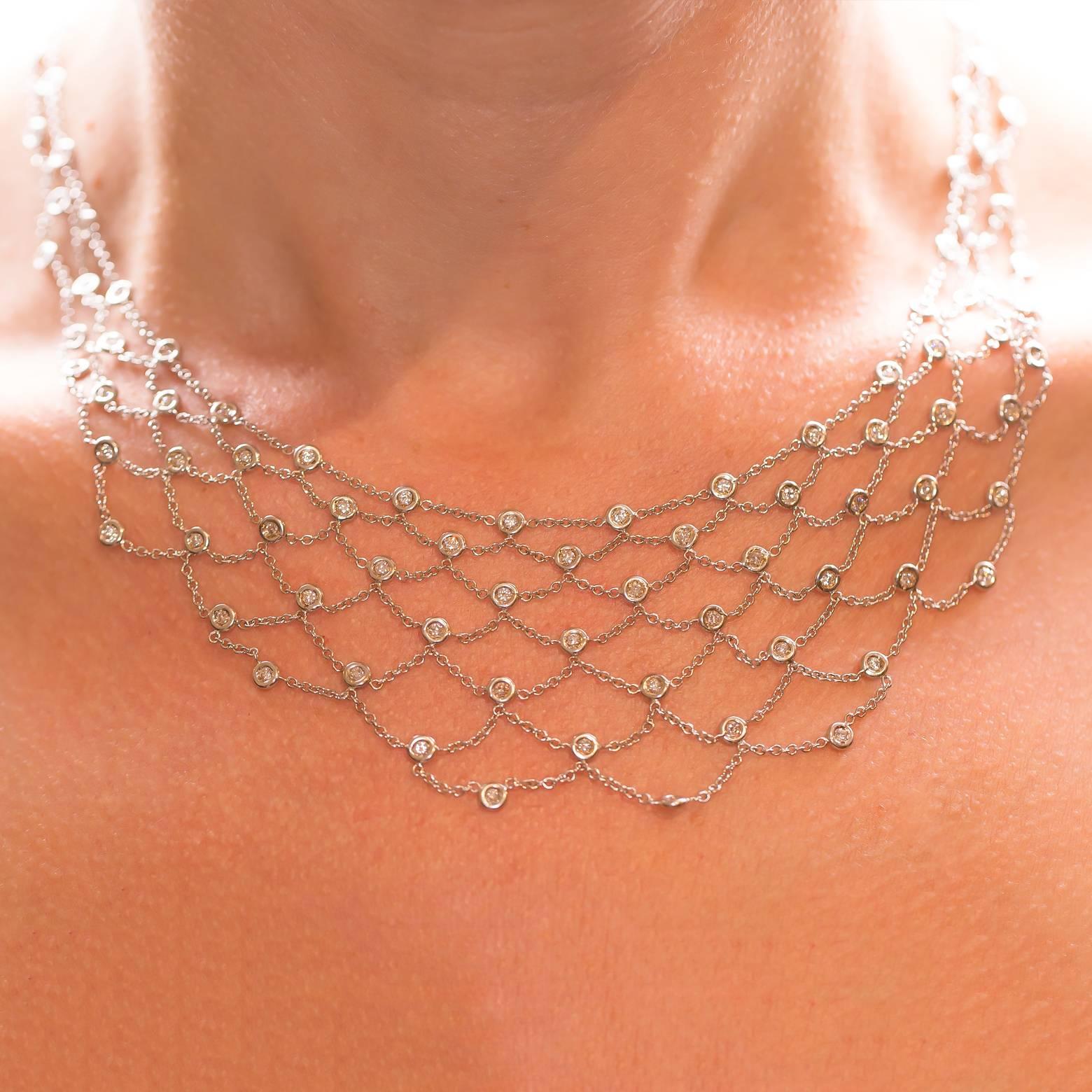 Women's Diamond Gold Modern Web Necklace