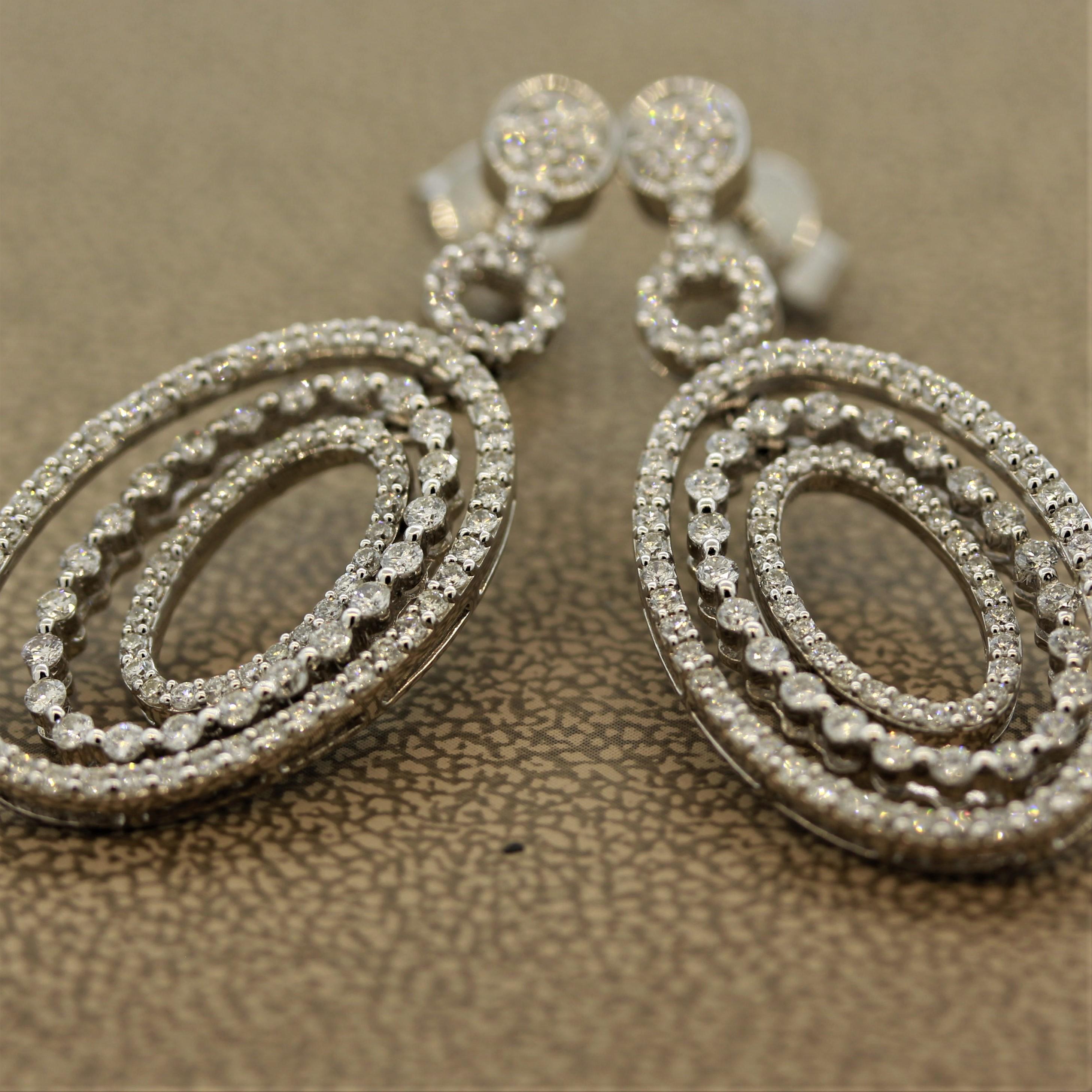 Diamond Gold Multi-Drop Earrings In New Condition In Beverly Hills, CA