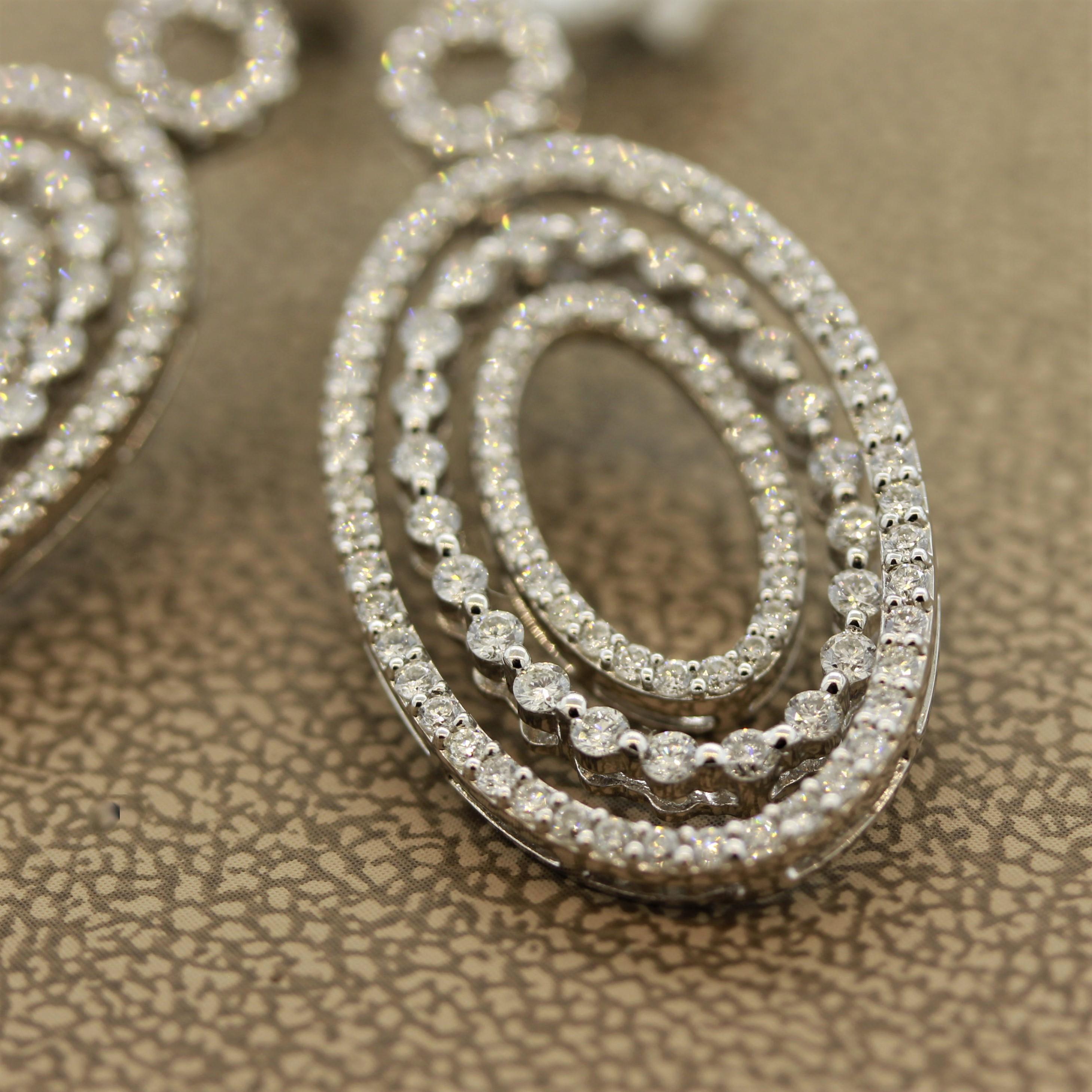 Women's Diamond Gold Multi-Drop Earrings