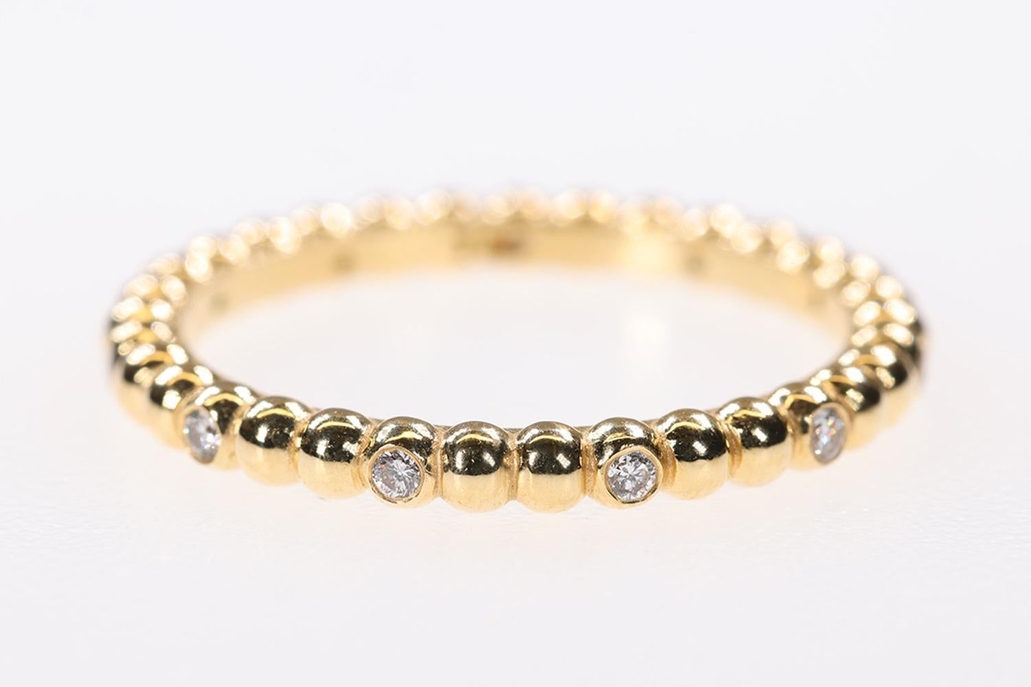 Diamond & Gold Multi-sphere Stackable 18K Yellow Gold Stackable Ring For Sale 7