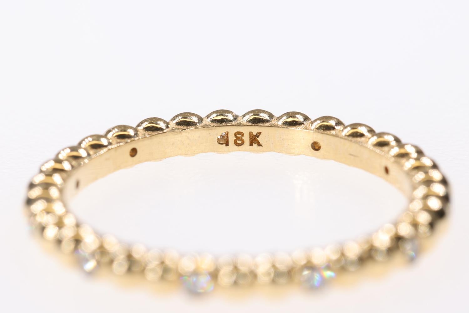 Taille ronde Bague empilable multi-sphères en or jaune 18 carats et diamants en vente