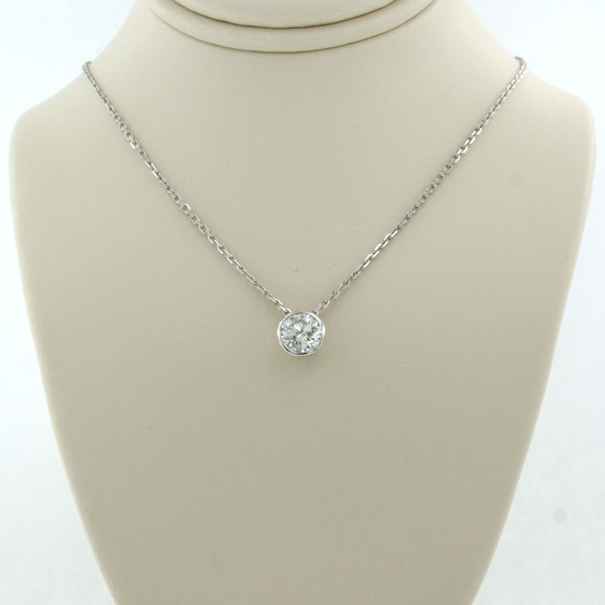 Diamond Gold Necklace, 1.01 carat Diamond 14k Gold

The necklace is 38 cm long (15 inch) and 0.8 mm wide (0.03 inch)
The pendant is approx. 0.7 cm heigh (0.3 inch) and 0.7 cm wide (0.3 inch)
Total weight is 2.8 grams (0.1 oz)

Set with

Diamonds

-