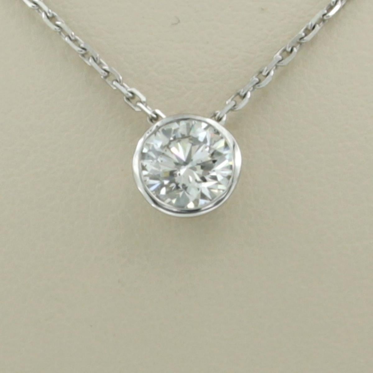 Modern Diamond Gold Necklace, 1.01 Carat Diamond 14k Gold For Sale
