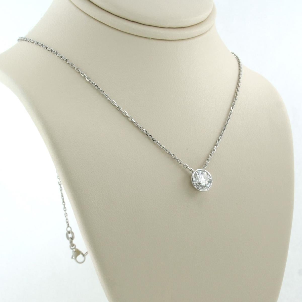 Diamond Gold Necklace, 1.01 Carat Diamond 14k Gold In Good Condition For Sale In The Hague, ZH