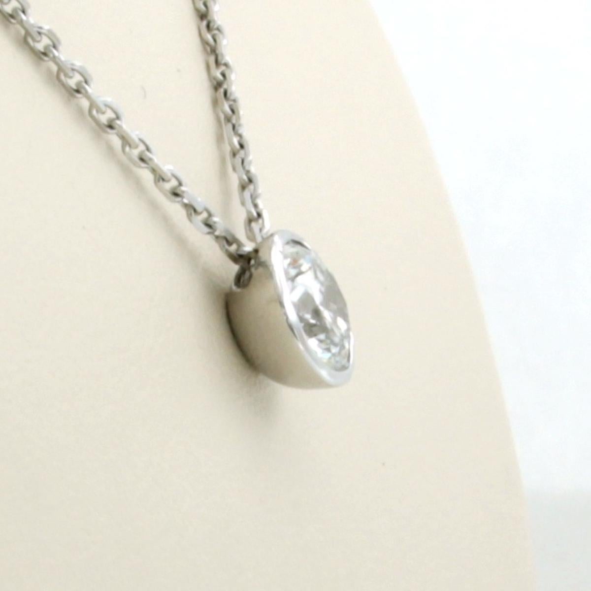 Women's Diamond Gold Necklace, 1.01 Carat Diamond 14k Gold For Sale