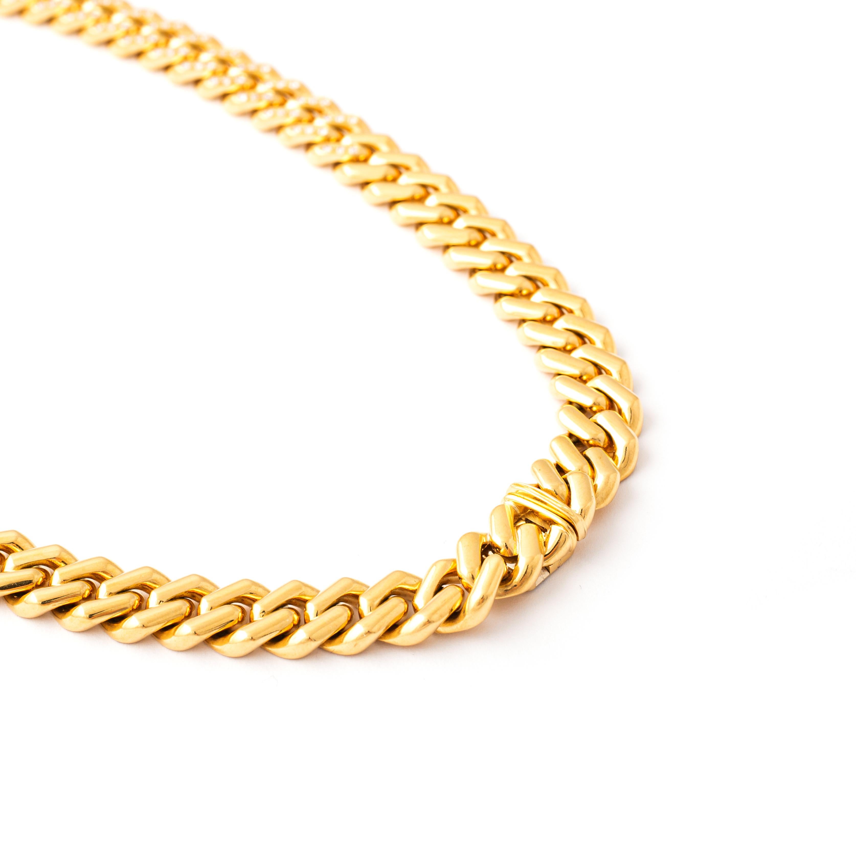 Contemporary Diamond Gold Necklace For Sale