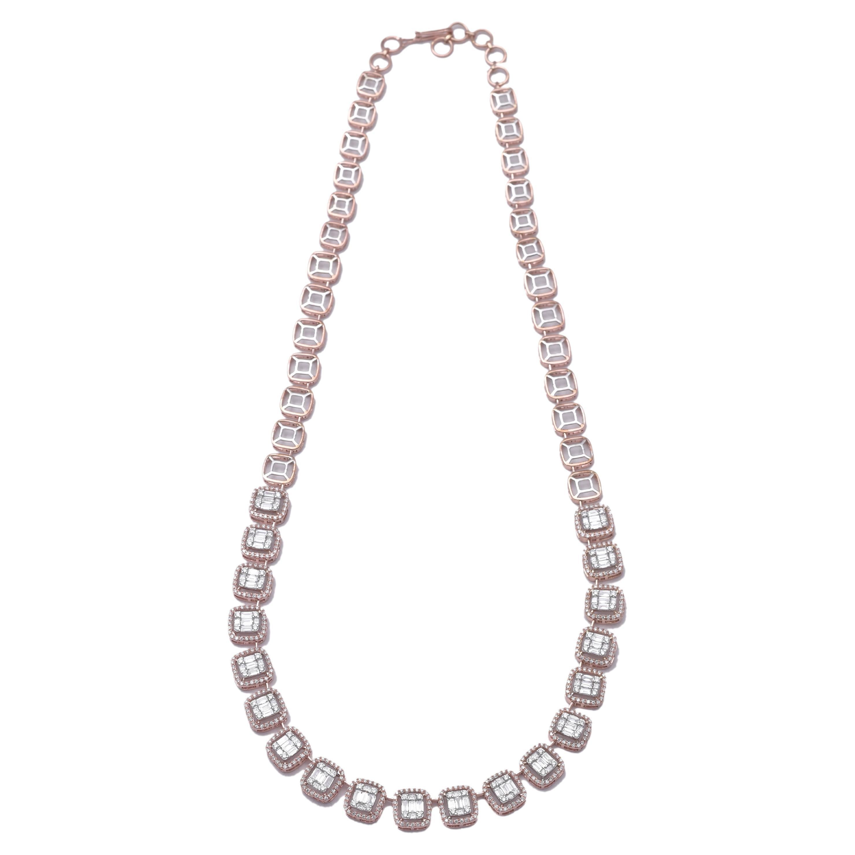 Gold Diamond Wave Necklace For Sale at 1stDibs