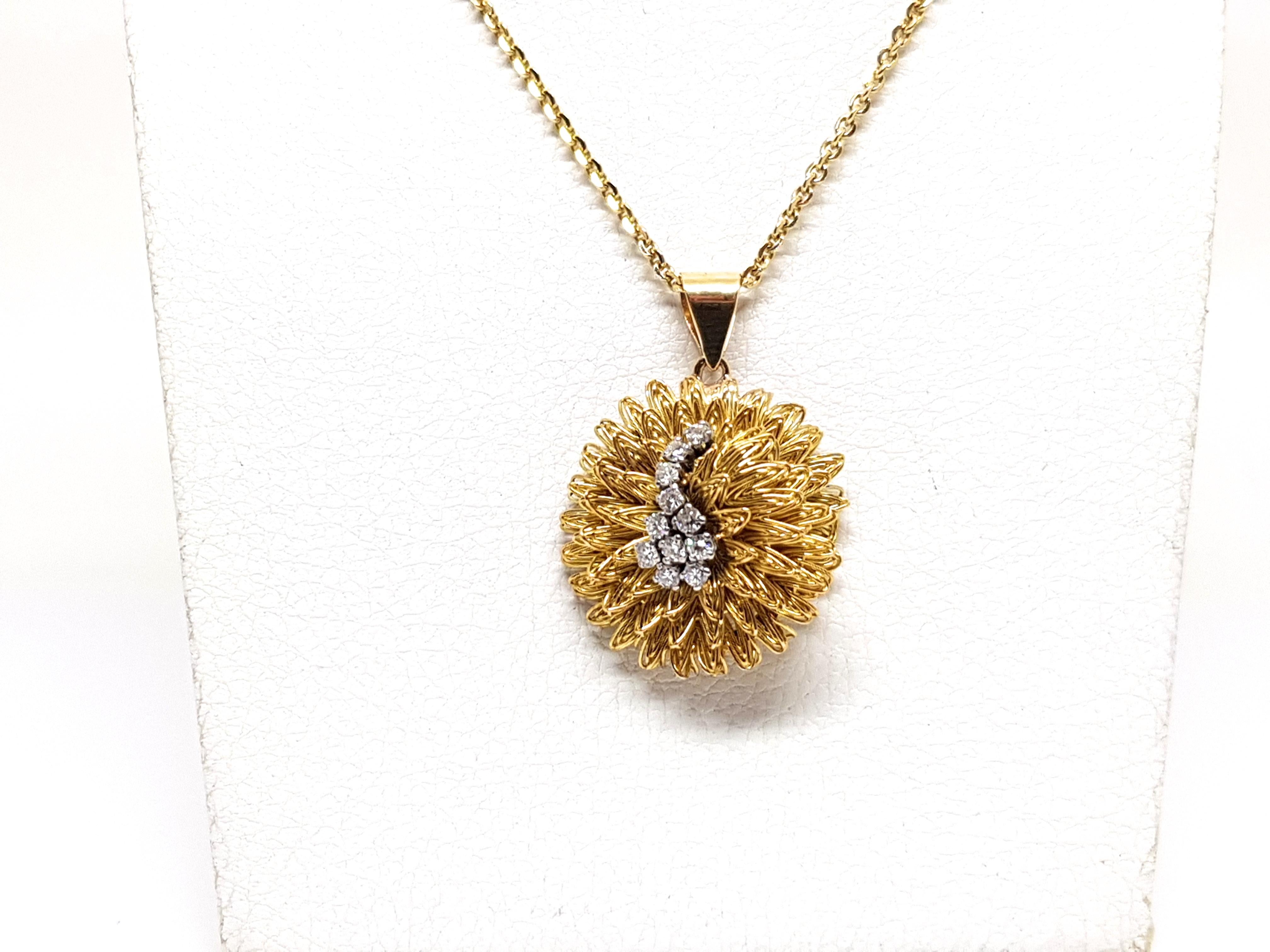 Diamond Gold Necklace Pendant In New Condition In Antwerp, BE