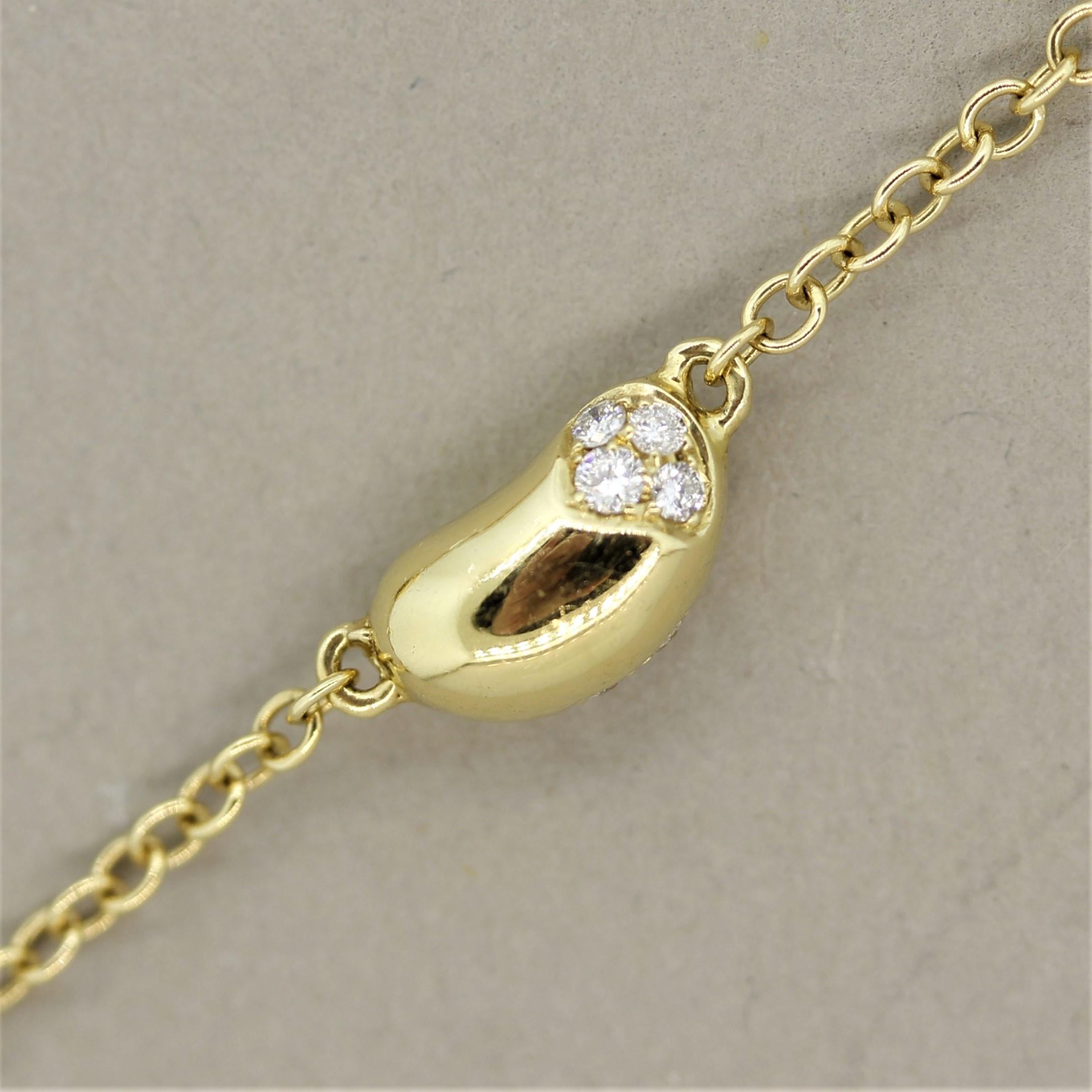 Round Cut Diamond Gold Nugget Chain Necklace