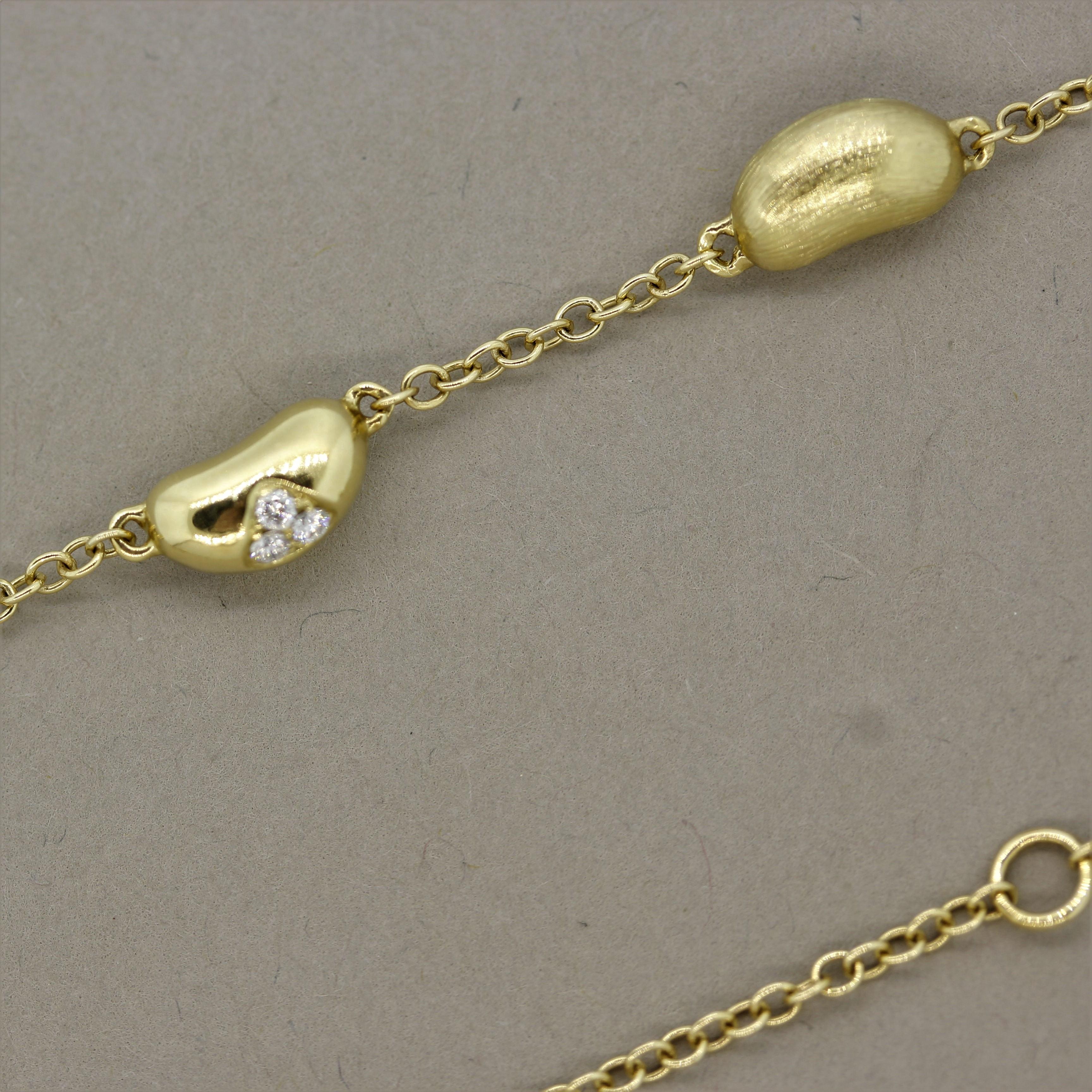 Women's Diamond Gold Nugget Chain Necklace
