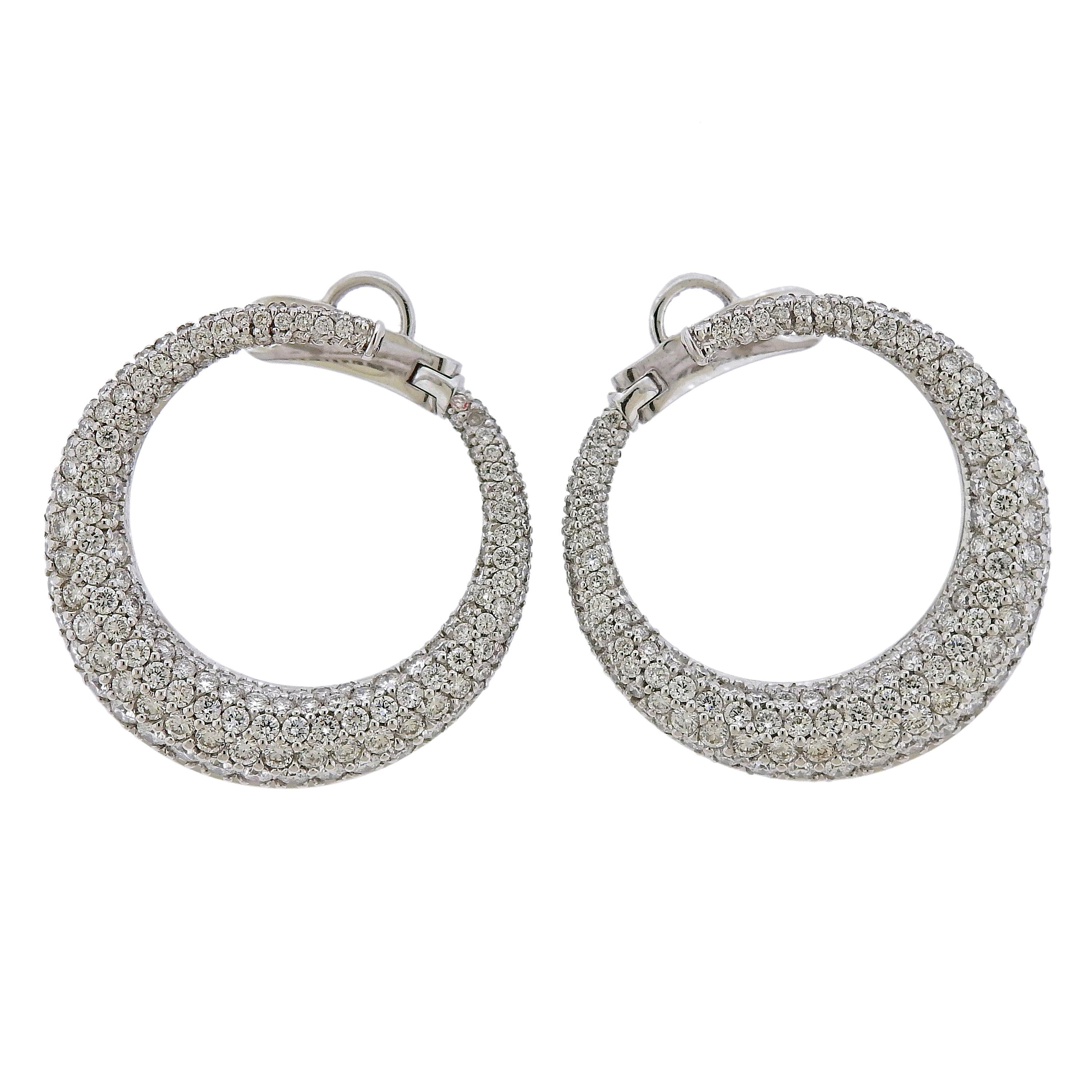 Diamond Gold Open Circle Earrings For Sale