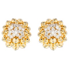 Diamond Gold Ornament Cluster Earclips