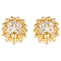 Retro Diamond Gold Ornament Cluster Earclips