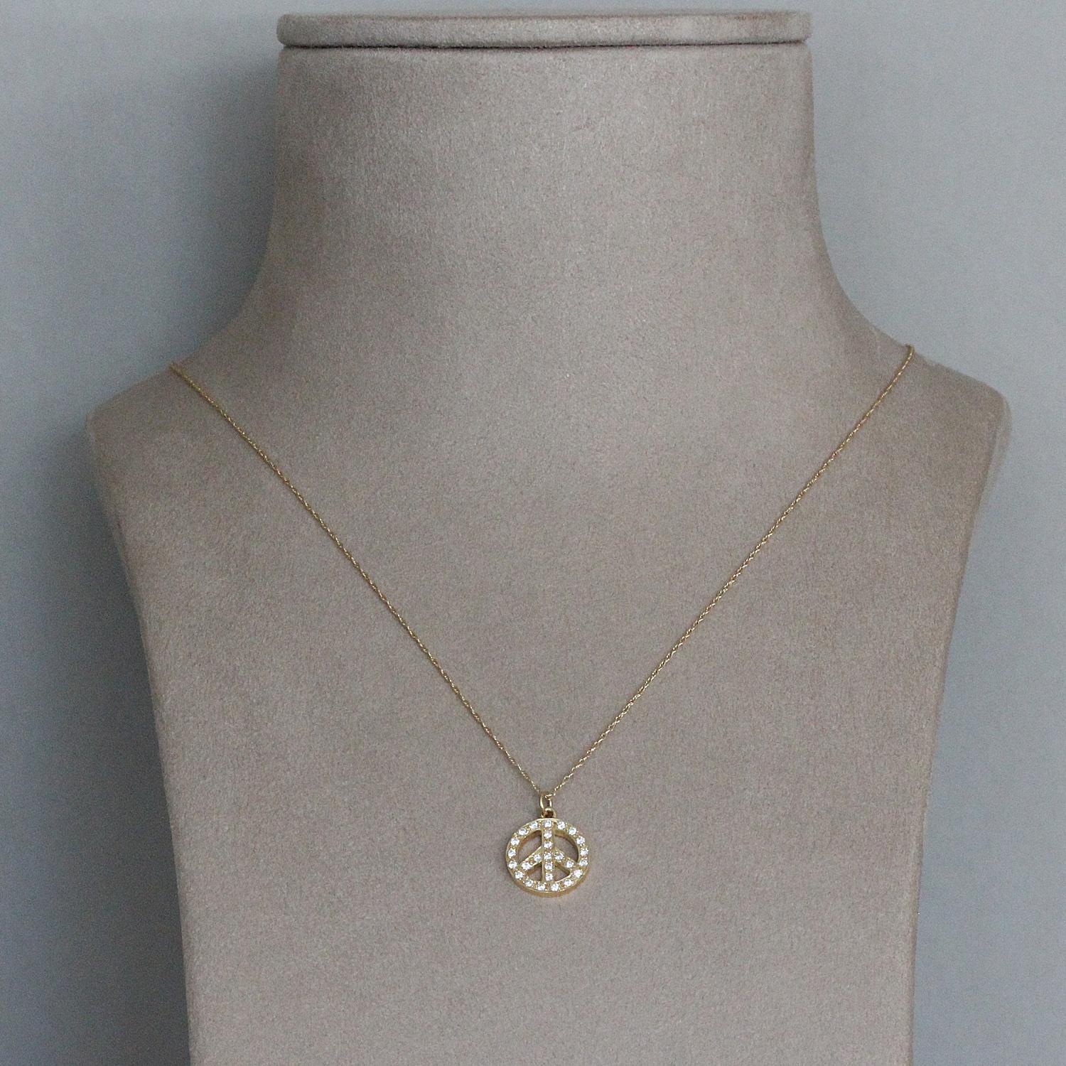 Women's or Men's Diamond Gold Peace Pendant