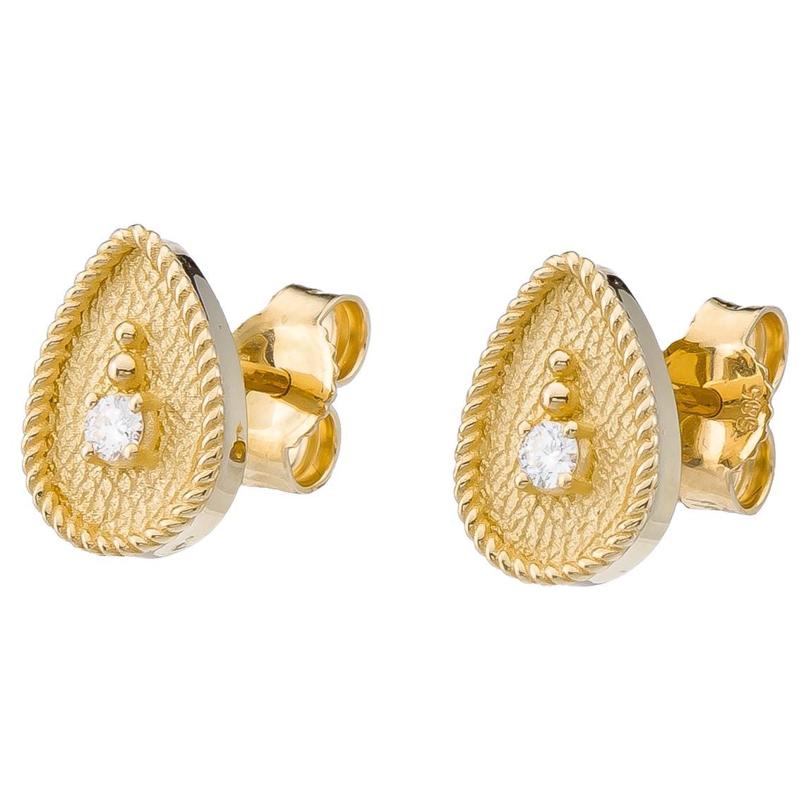 Diamond Gold Pear Earrings For Sale