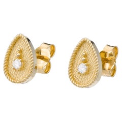 Diamond Gold Pear Earrings