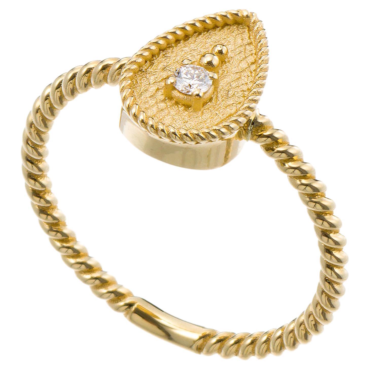 Diamant-Gold-Birnen-Ring im Angebot