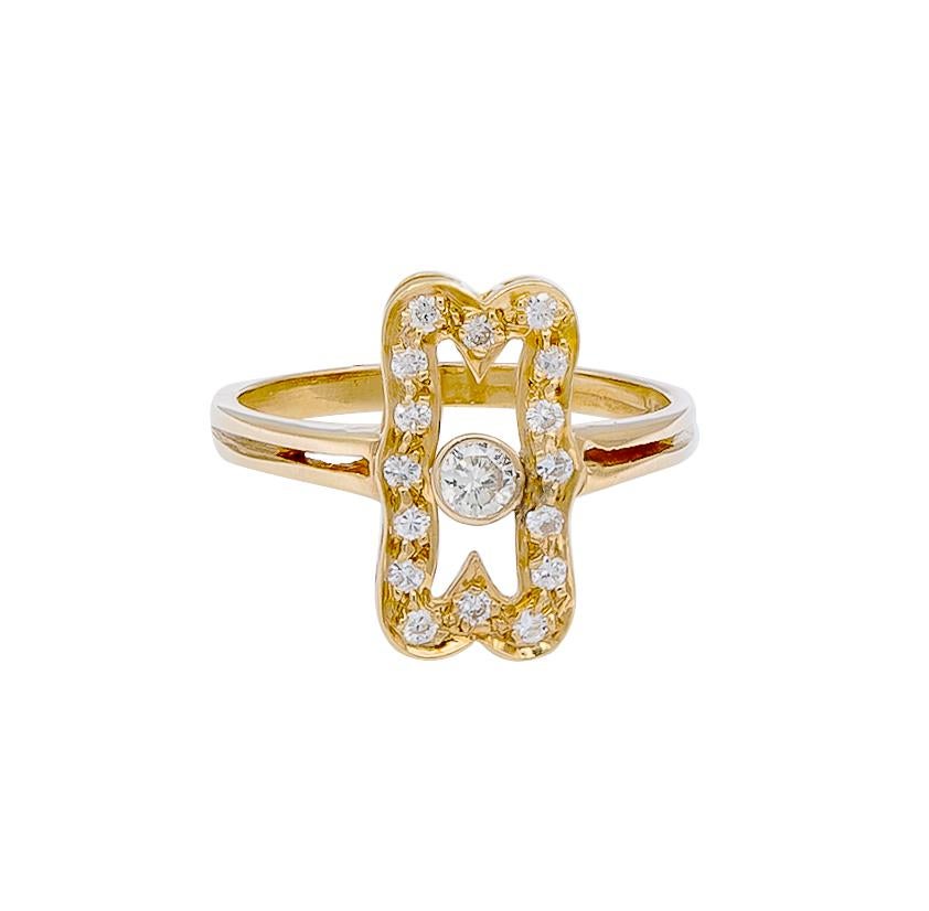 Retro Diamond & Gold Petite Ring For Sale
