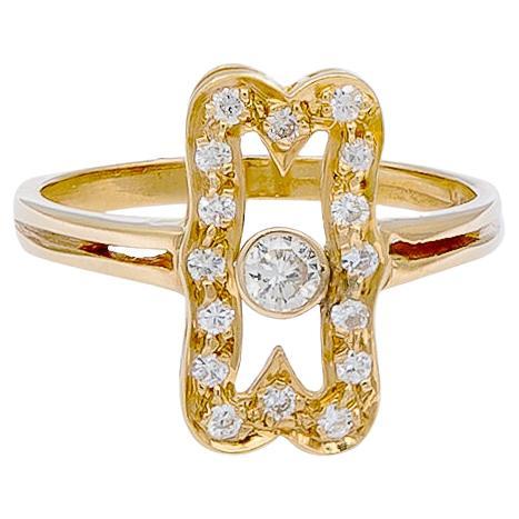 Diamond & Gold Petite Ring For Sale