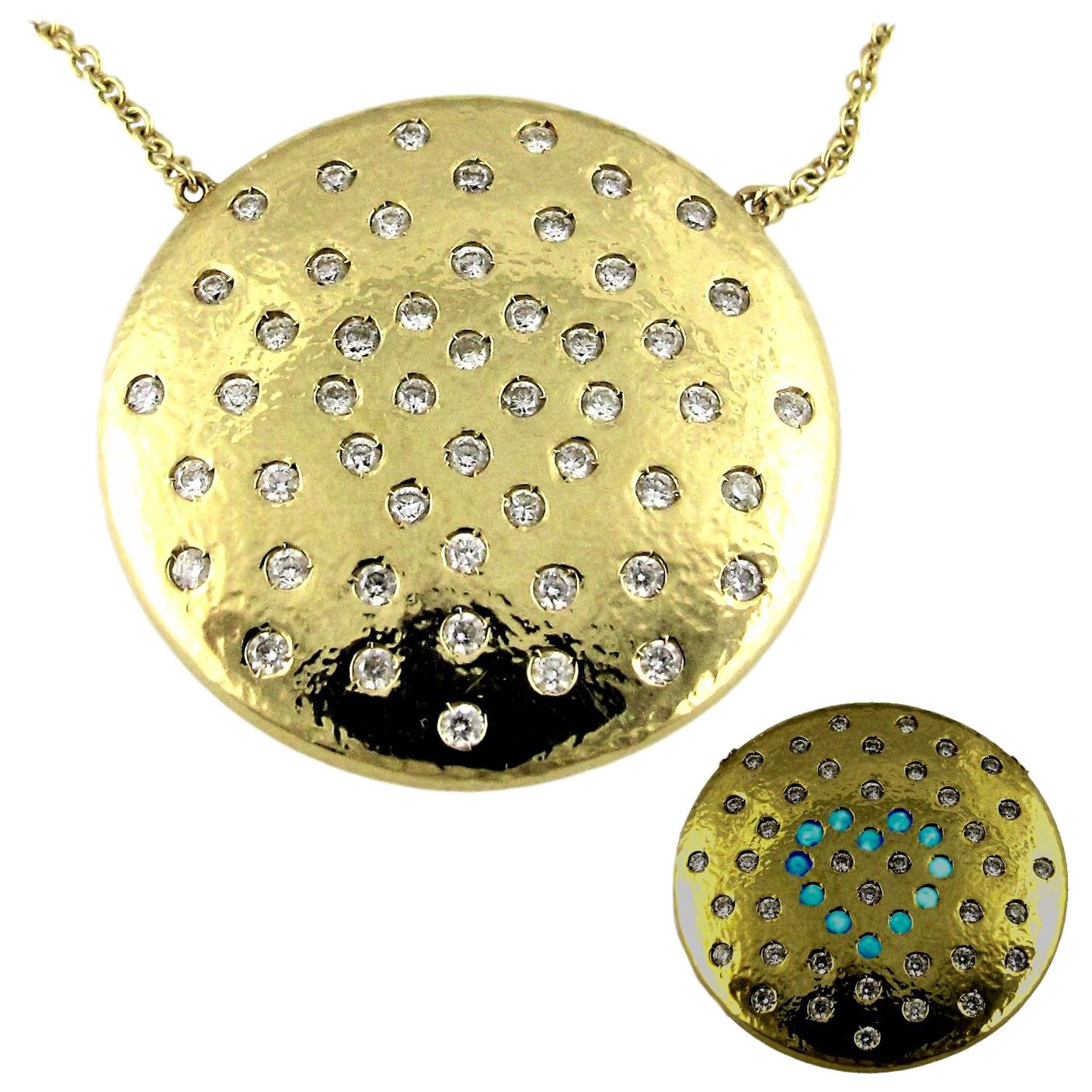 DIAMOND LOVE on Planet 48  Natural Diamond Yellow Gold Pendant Necklace