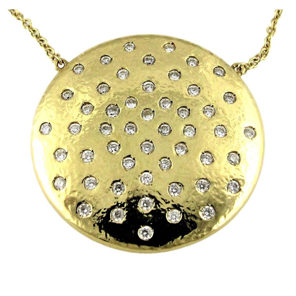 Modern DIAMOND LOVE on Planet 48  Natural Diamond Yellow Gold Pendant Necklace