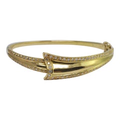 Vintage Diamond Gold Ribbon Bangle Bracelet