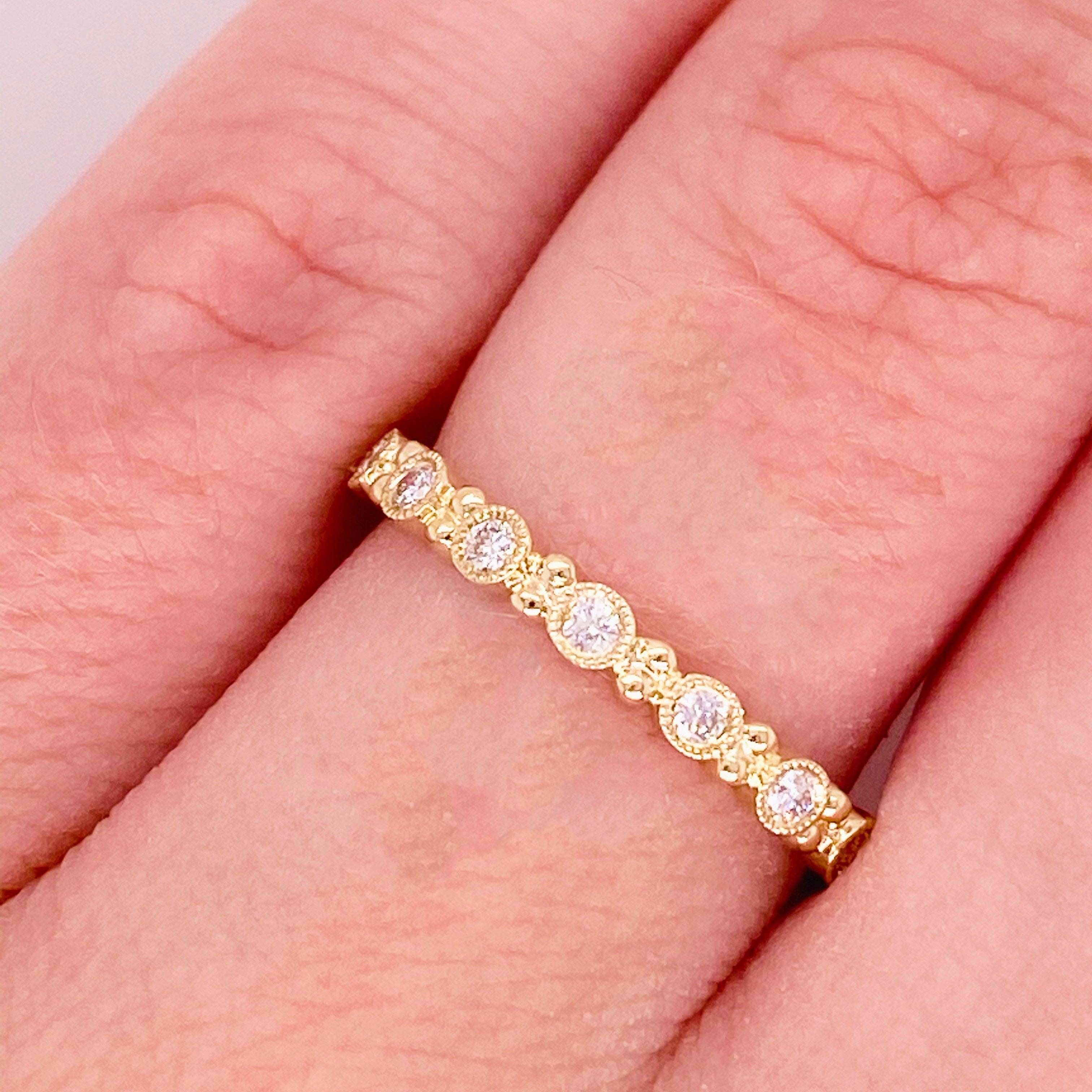For Sale:  Diamond Gold Ring, 14 Karat Gold Stackable with Bezel Spacers, LR4867Y44JJ 2
