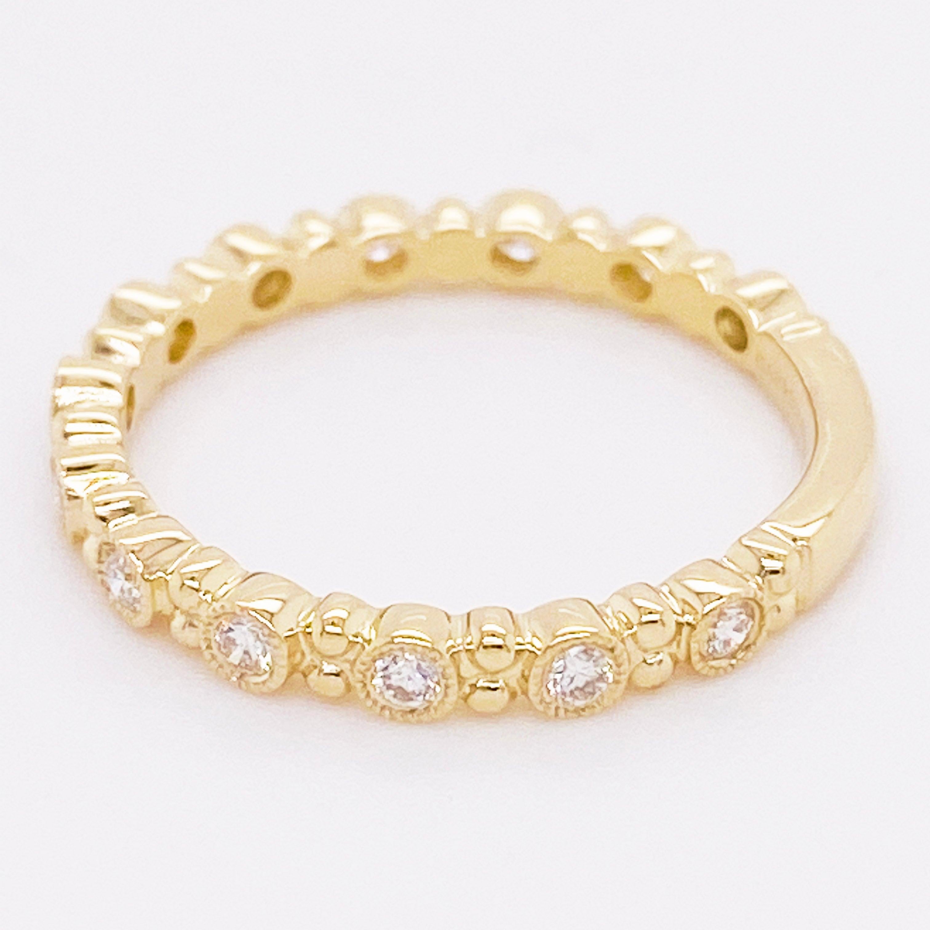 For Sale:  Diamond Gold Ring, 14 Karat Gold Stackable with Bezel Spacers, LR4867Y44JJ 3