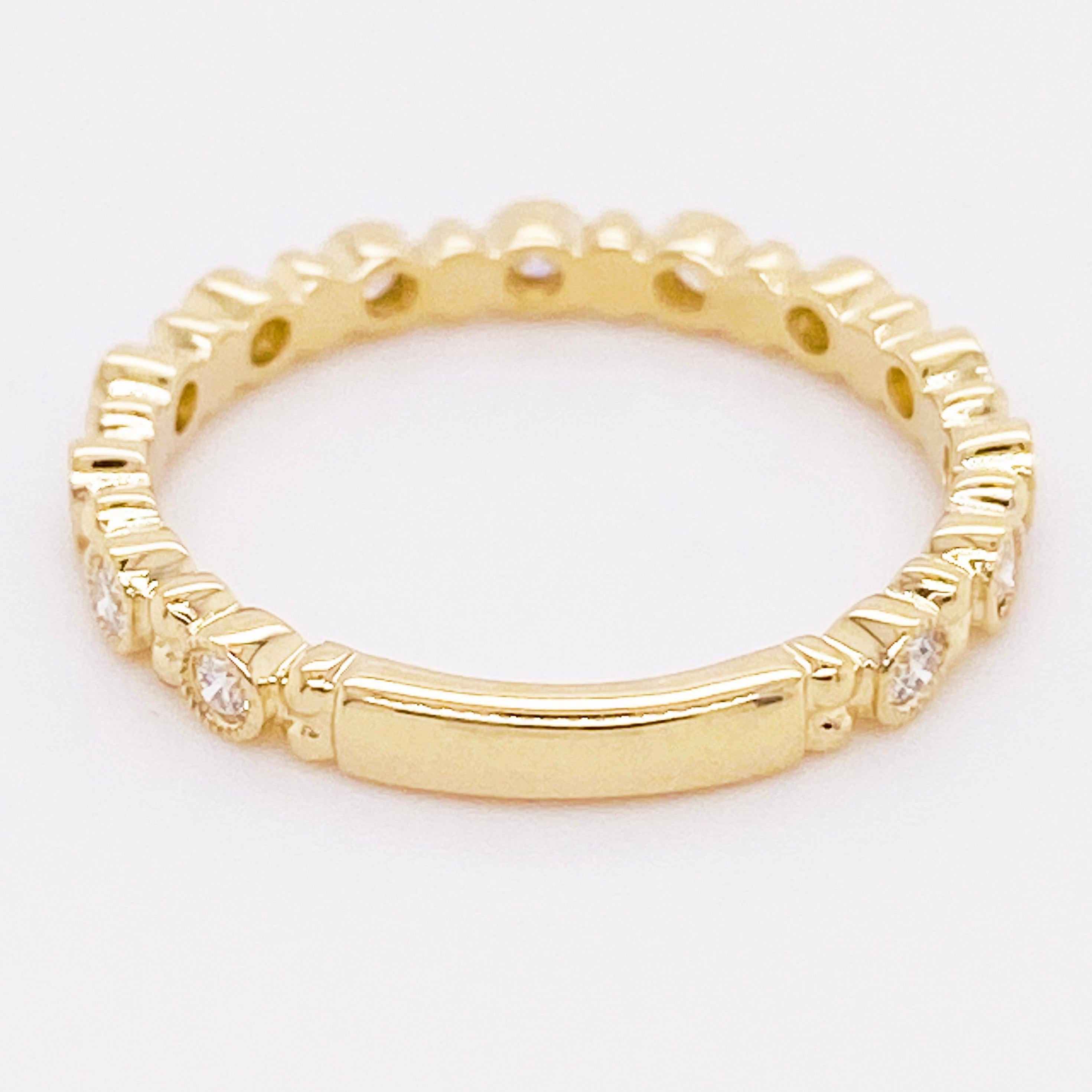 For Sale:  Diamond Gold Ring, 14 Karat Gold Stackable with Bezel Spacers, LR4867Y44JJ 4