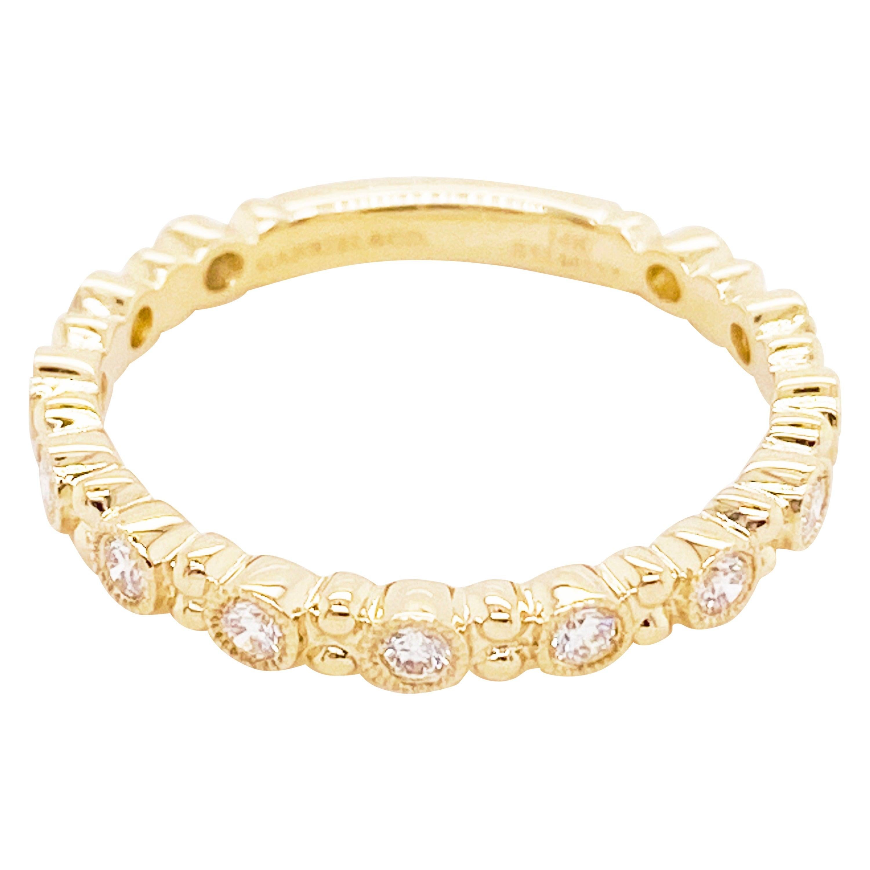 En vente :  Bague en or 14 carats et diamants, empilable avec espacements à lunette, LR4867Y44JJ