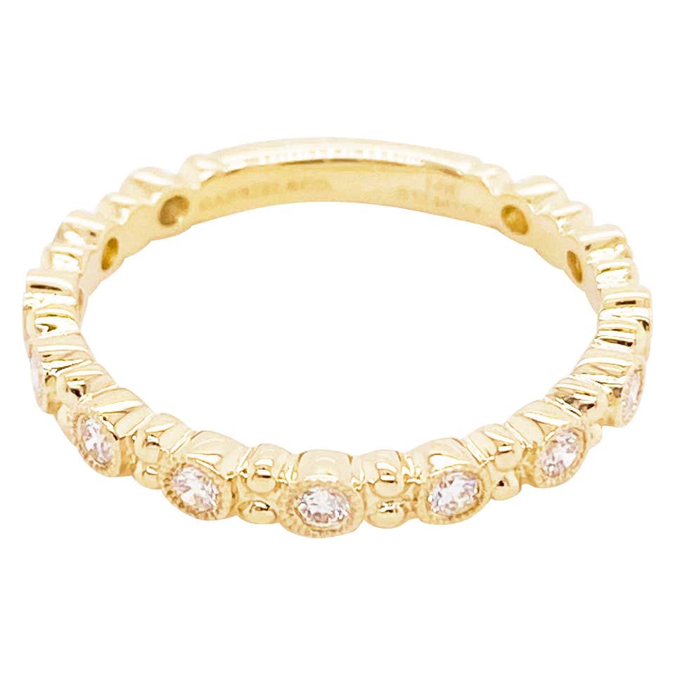 Diamond Flower Ring, 14 Karat Gold Floral Inspired Stackable Band ...