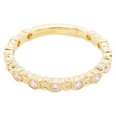 Diamond Gold Ring, 14 Karat Gold Stackable with Bezel Spacers, LR4867Y44JJ