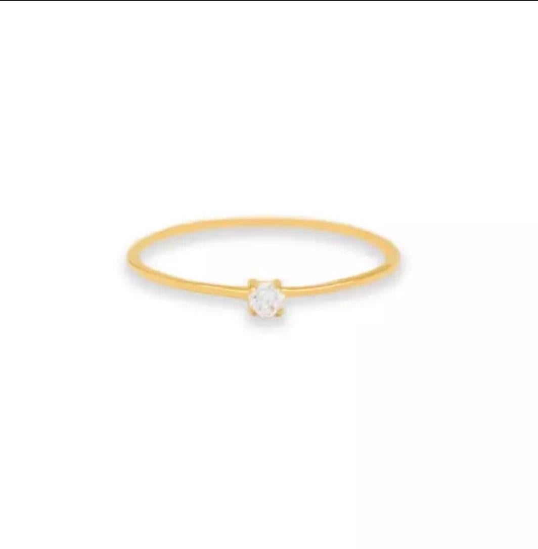 Diamant Gold Ring 14K Verlobung Weißer Schliff Solitär Rund Qualität Dünner Ring im Zustand „Neu“ im Angebot in Chicago, IL
