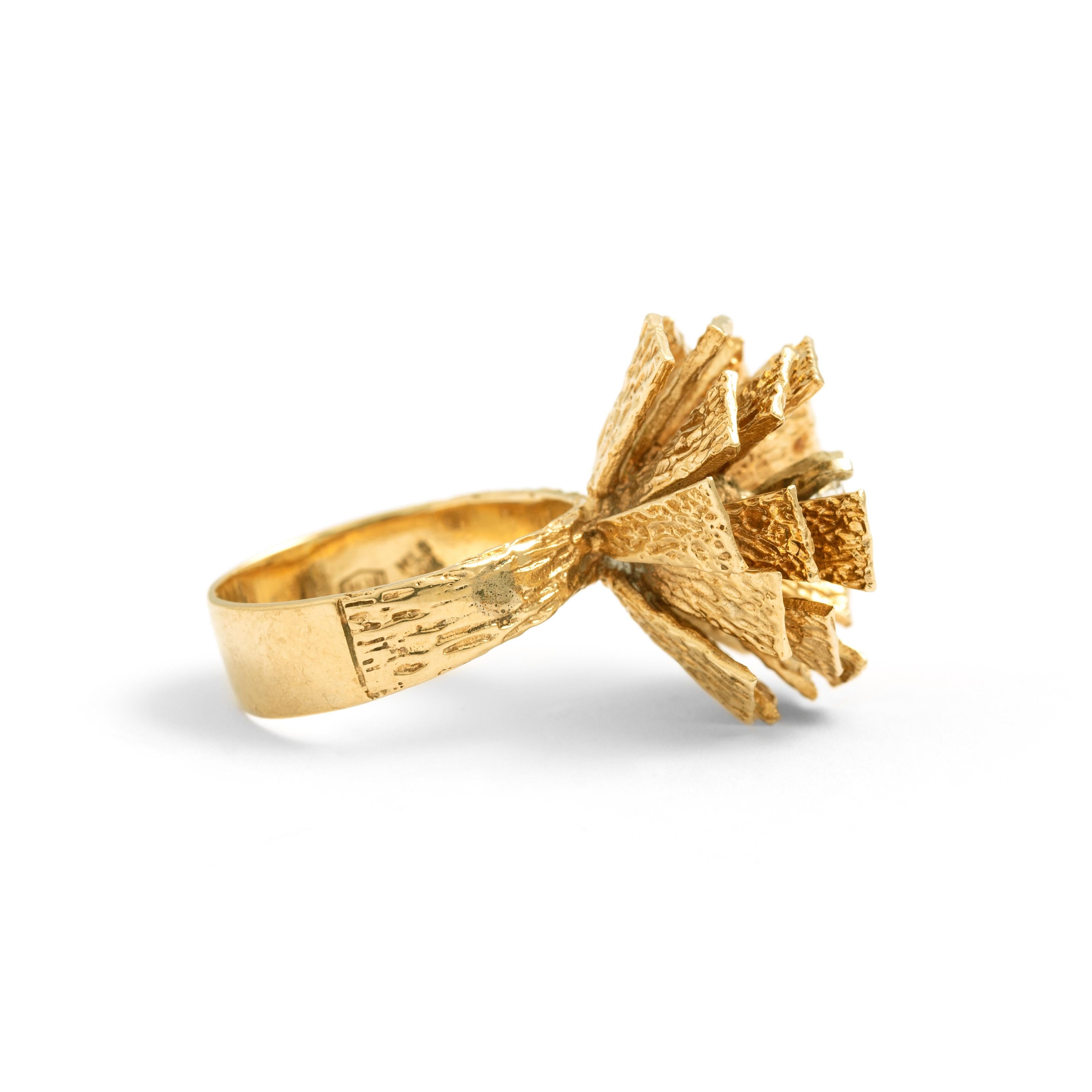 Aesthetic Movement Diamond Gold Ring For Sale