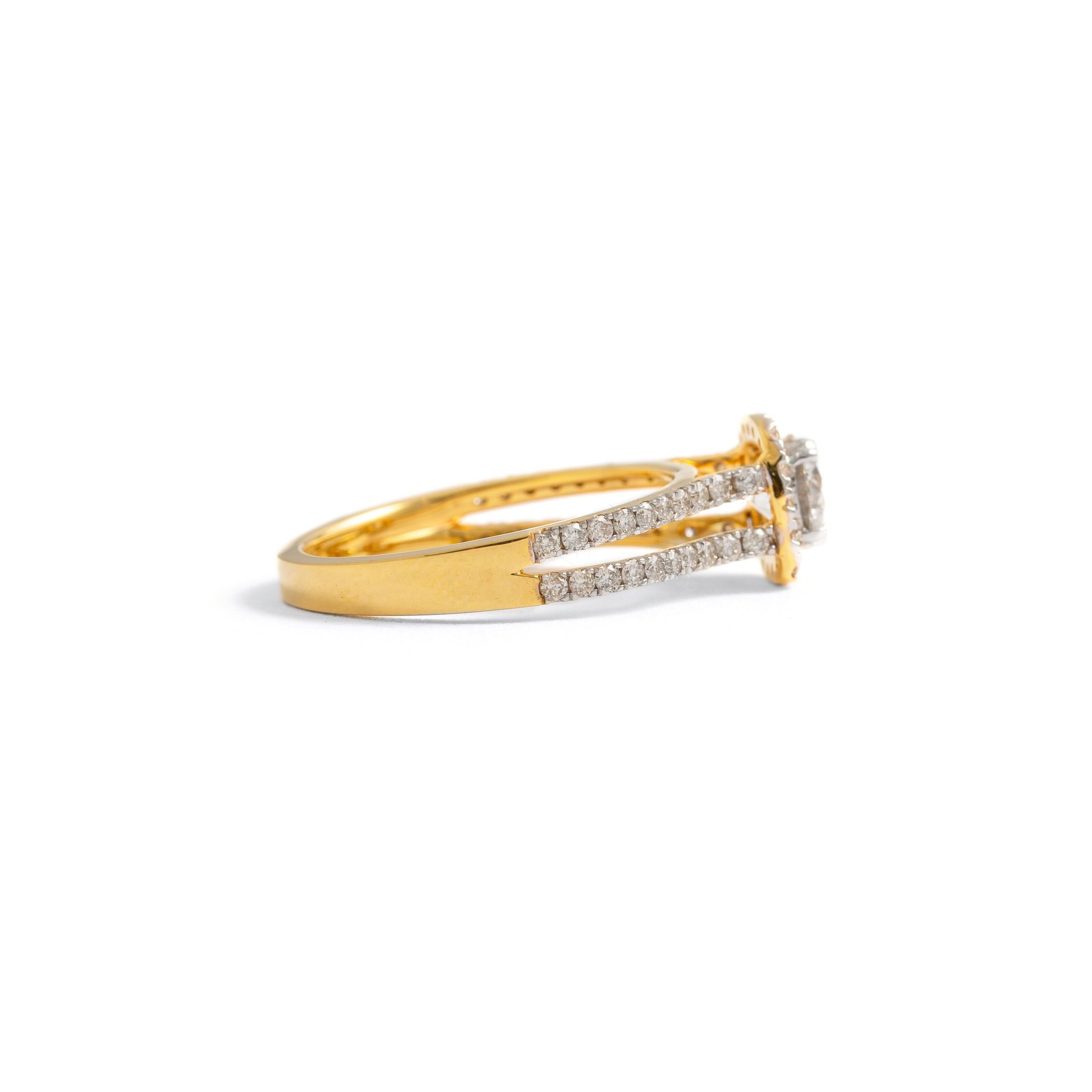 Contemporary Diamond Gold Ring For Sale