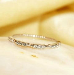 Diamond Gold Ring Stackable Band White 14K Wedding Round Eternity Yellow