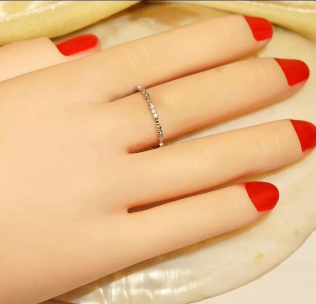 Round Cut Diamond Gold Ring Stackable Band White 14K Wedding Round Eternity Yellow For Sale